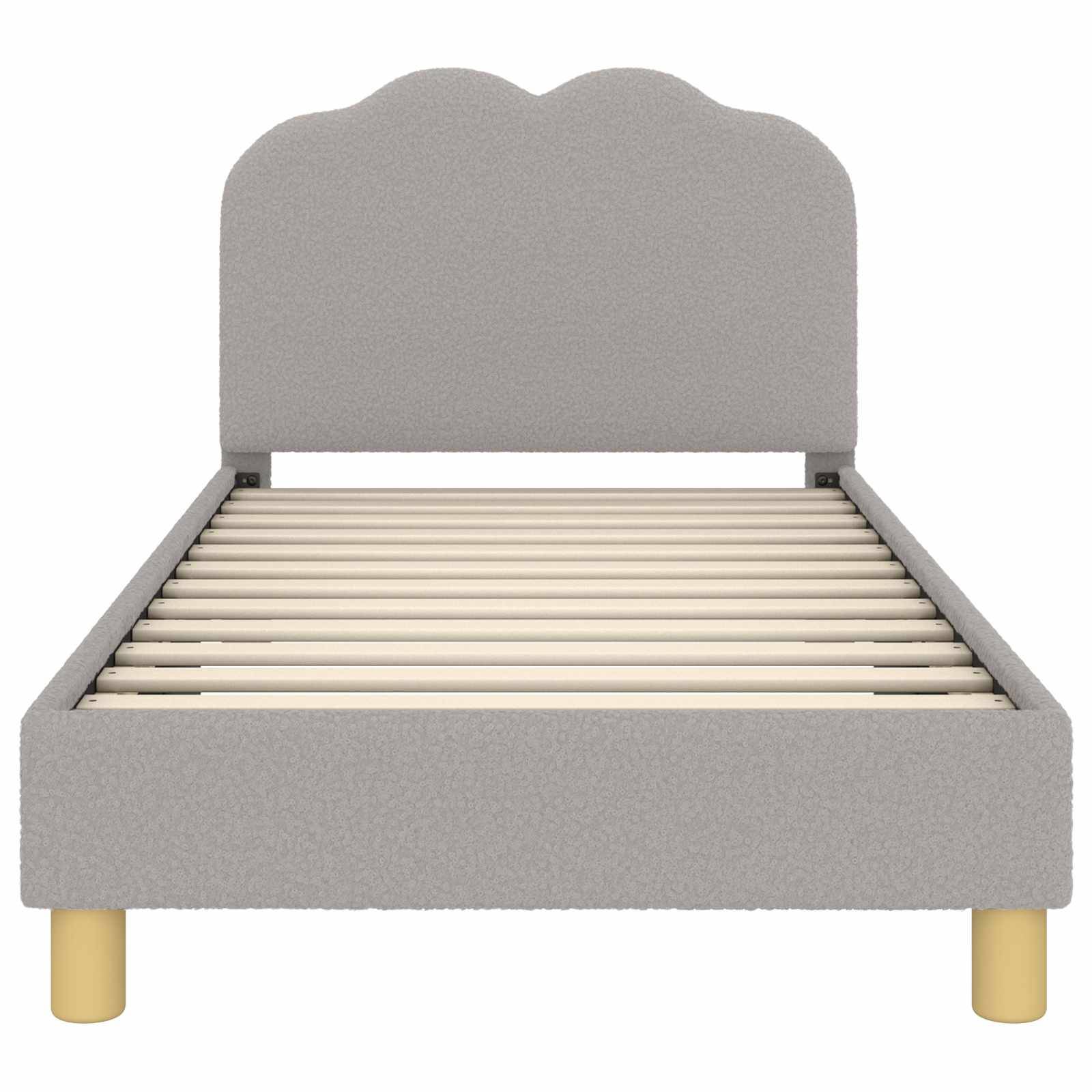 vidaXL Kinderbettgestell mit Kopfteil Hellgrau 80 x 160 cm Schafstoff