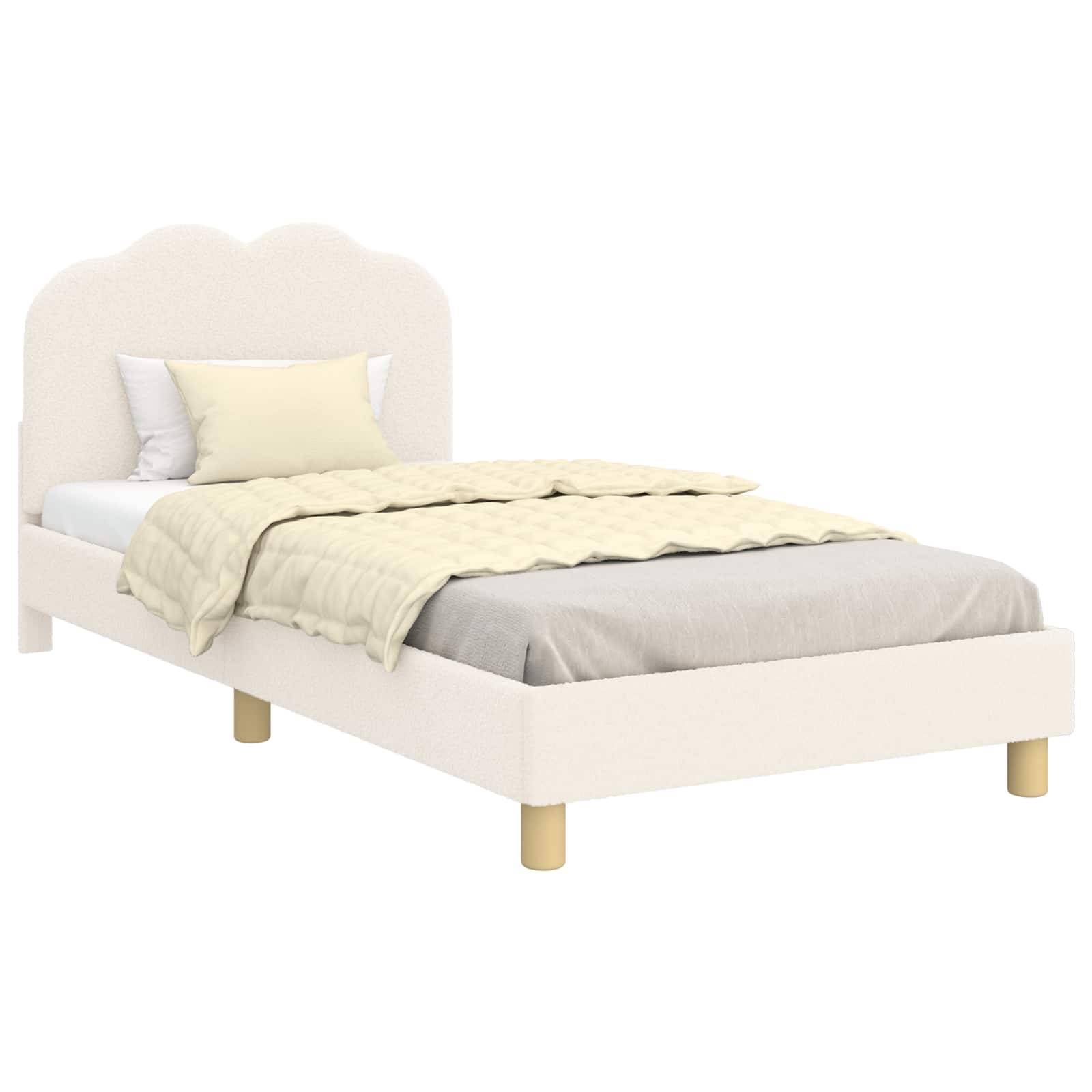 vidaXL Kinderbettgestell mit Kopfteil Creme 80 x 200 cm Bouclé