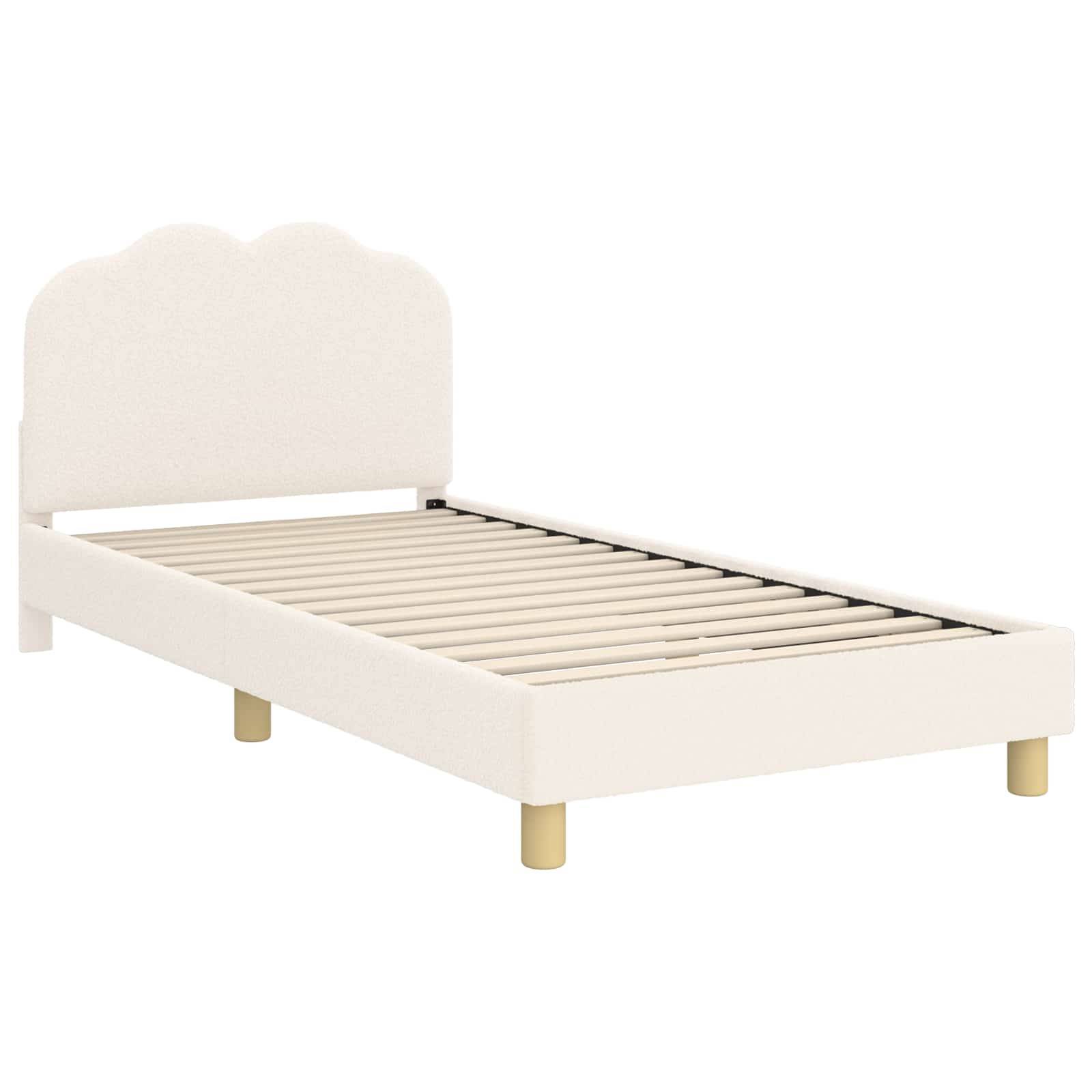 vidaXL Kinderbettgestell mit Kopfteil Creme 80 x 200 cm Bouclé