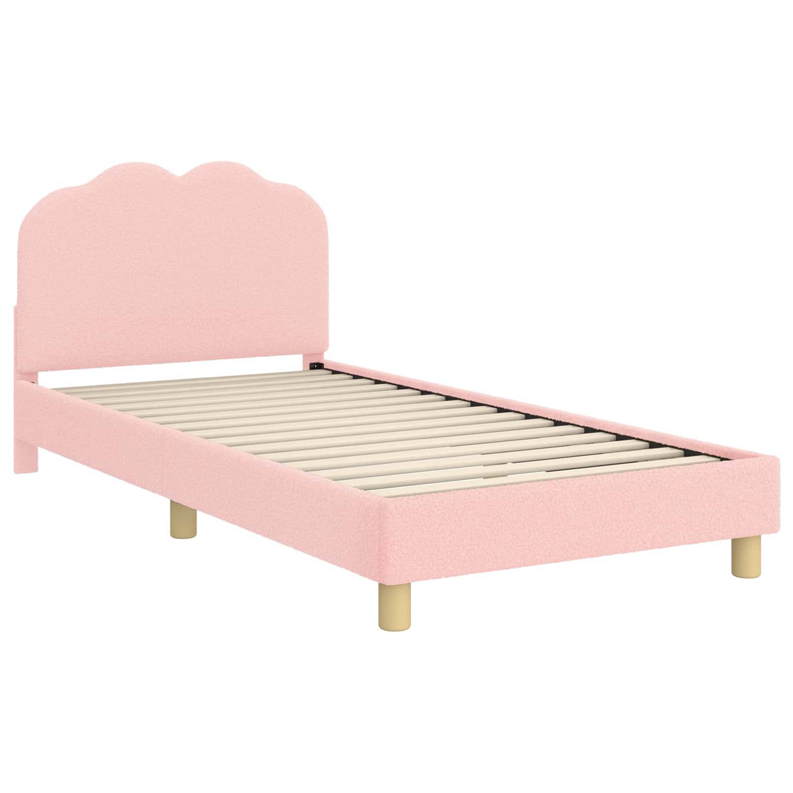 vidaXL Kinderbettgestell mit Kopfteil Rosa 80 x 200 cm Bouclé