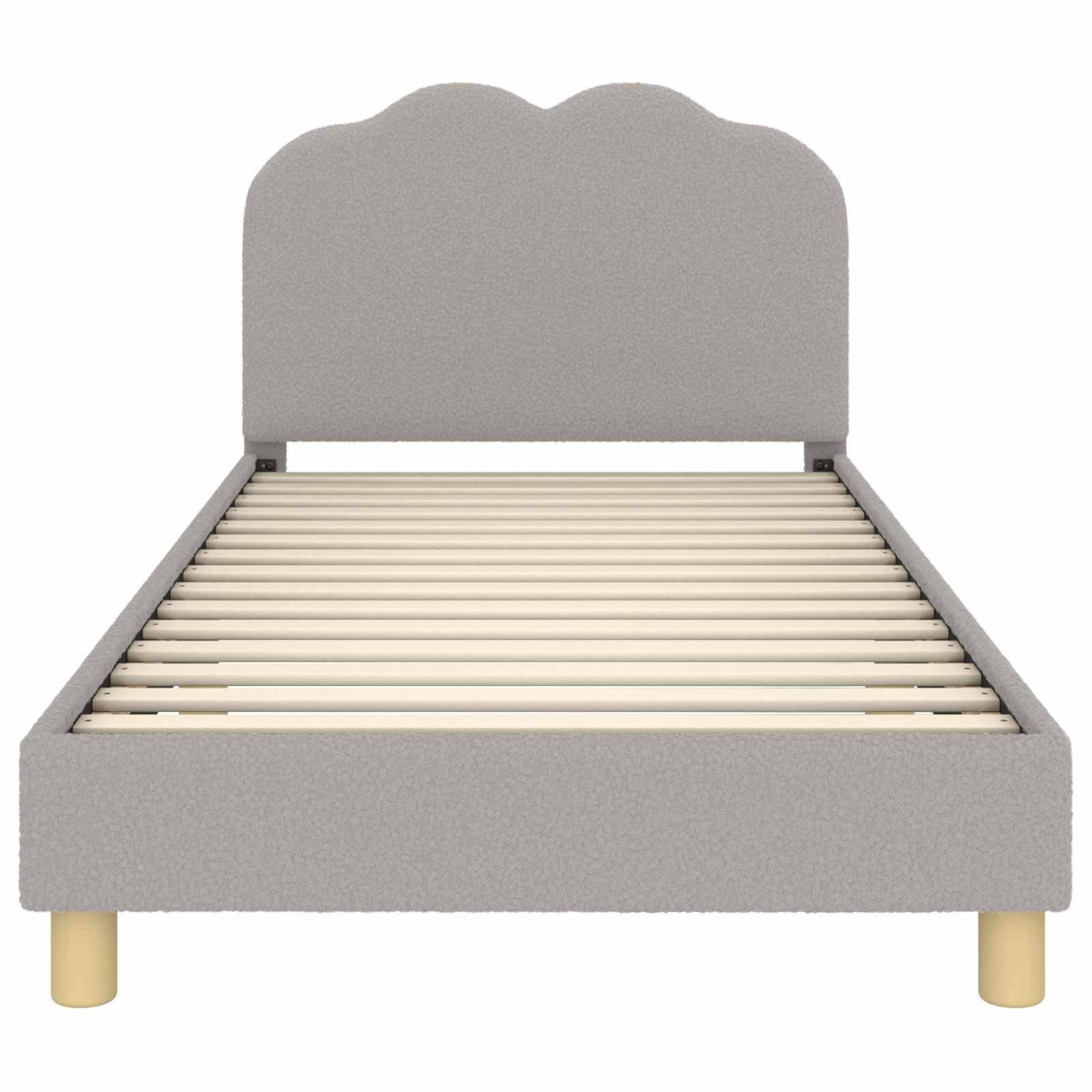 vidaXL Kinderbettgestell mit Kopfteil Hellgrau 80x200 cm Bouclé