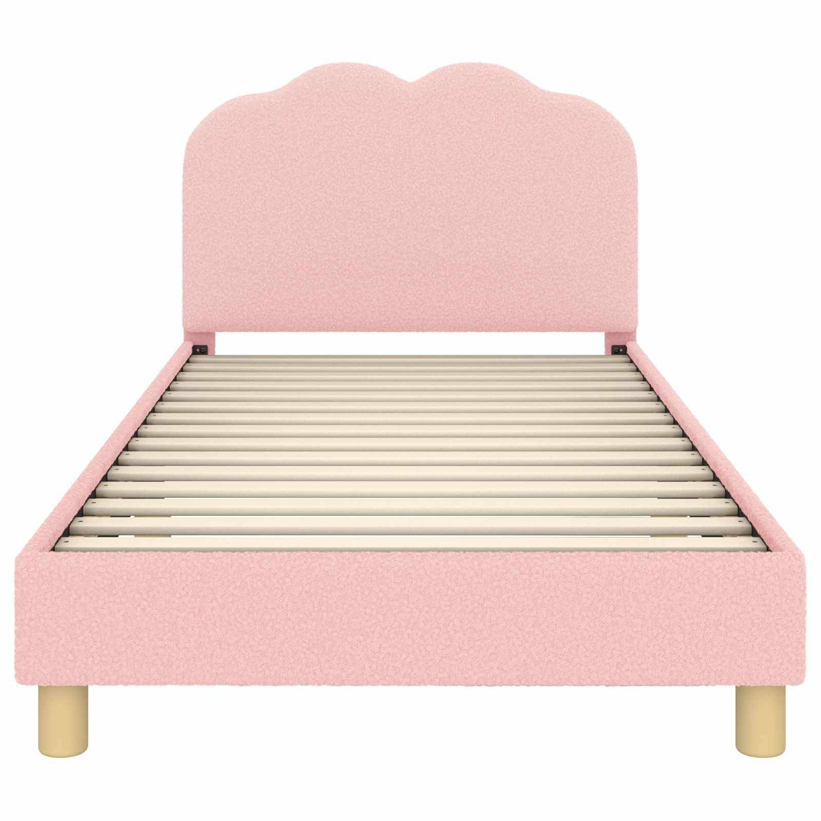 vidaXL Kinderbettgestell mit Kopfteil Rosa 80 x 200 cm Bouclé