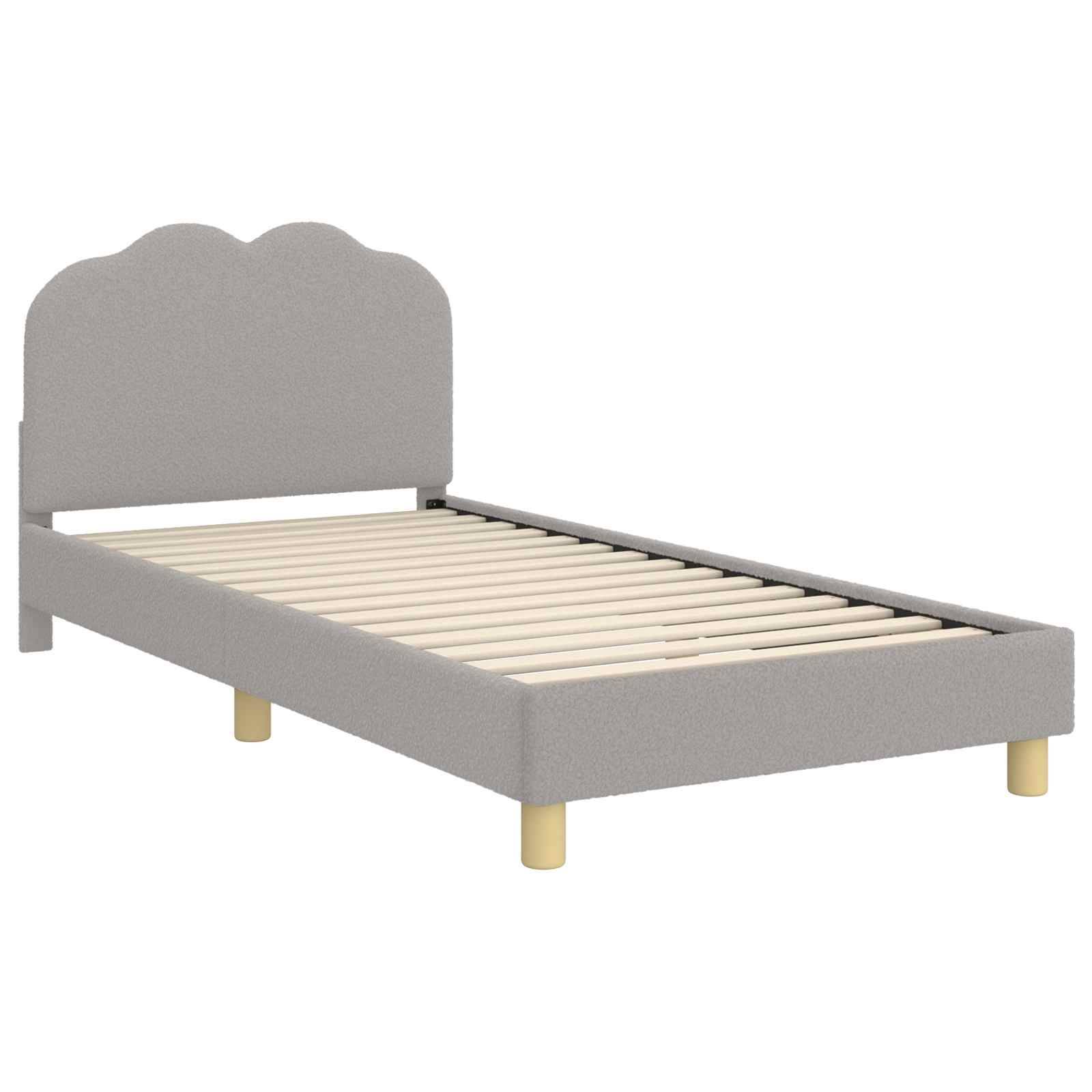 vidaXL Kinderbettgestell mit Kopfteil Hellgrau 90x200 cm Bouclé