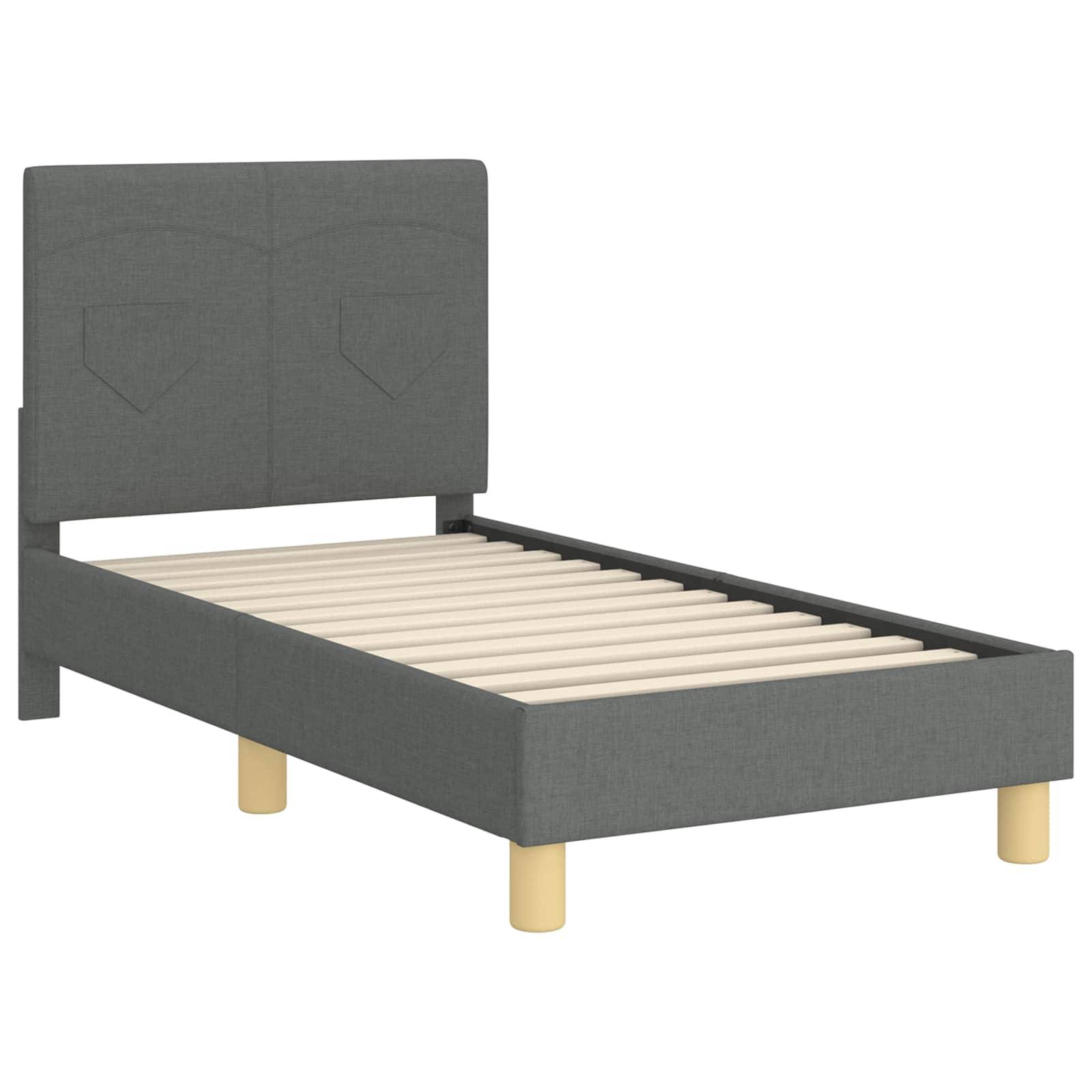 vidaXL Kinderbettgestell mit Kopfteil Dunkelgrau 70 x 140 cm Stoff