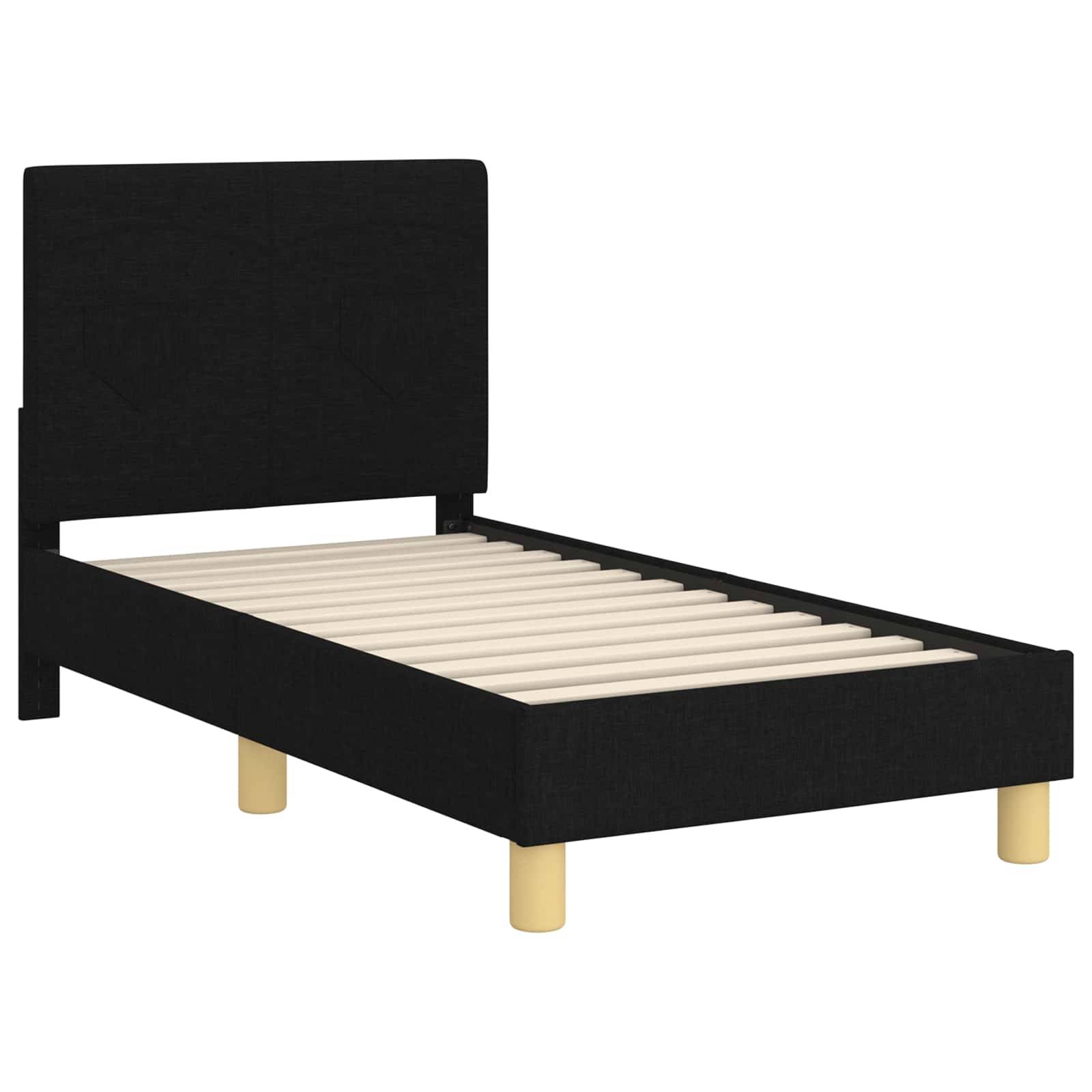 vidaXL Kinderbettgestell mit Kopfteil Schwarz 70 x 140 cm Stoff