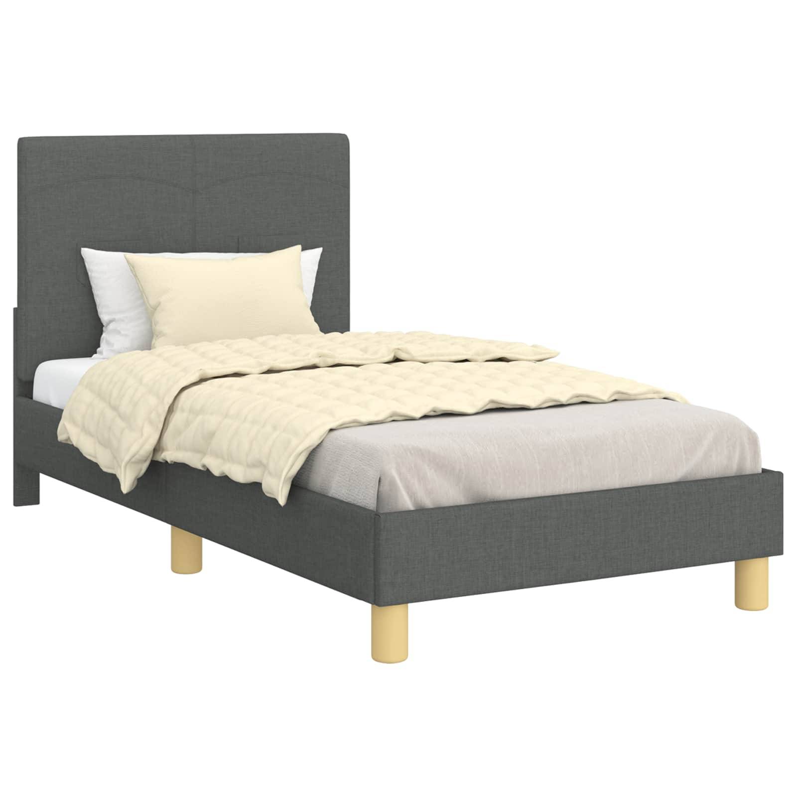 vidaXL Kinderbettgestell mit Kopfteil Dunkelgrau 80 x 160 cm Stoff