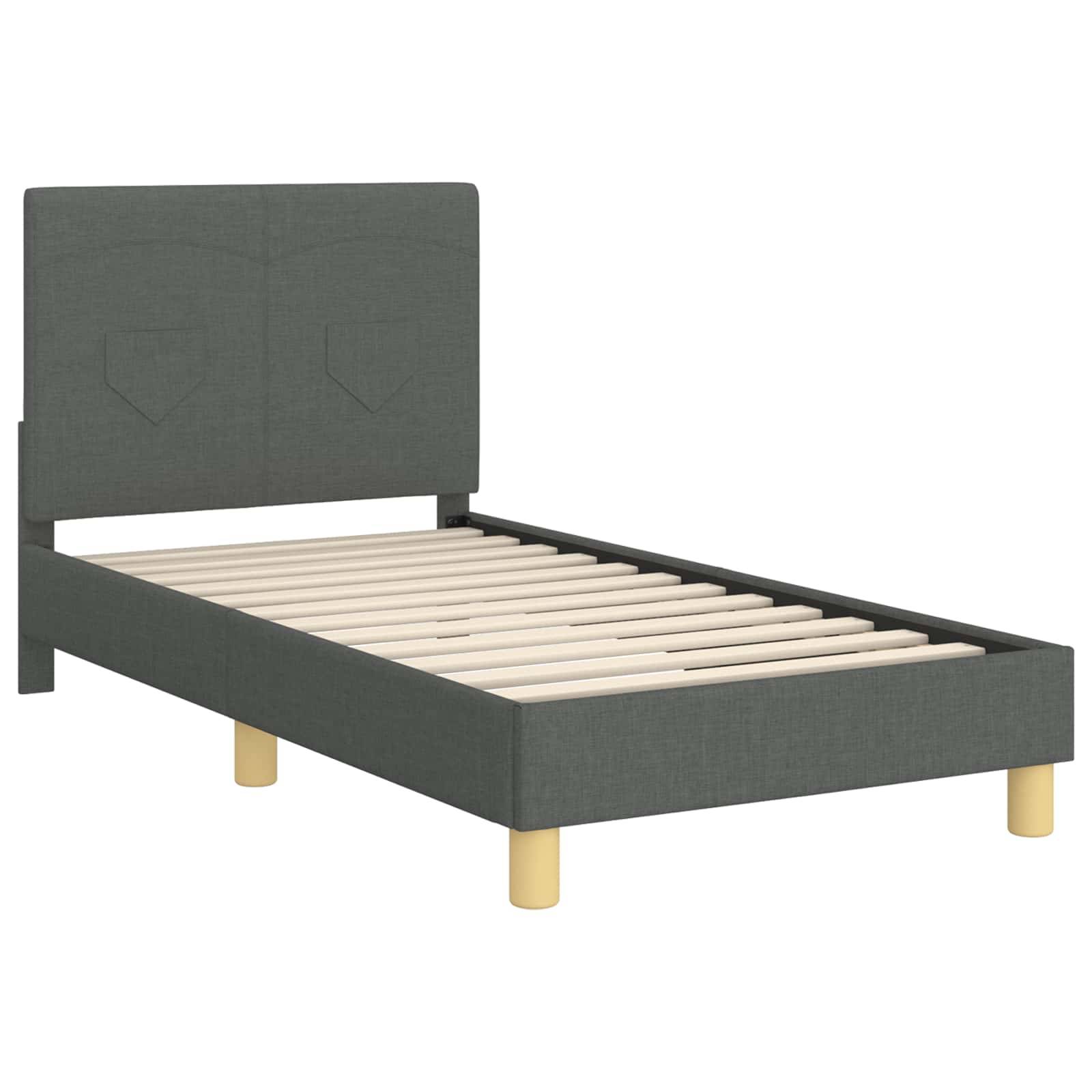 vidaXL Kinderbettgestell mit Kopfteil Dunkelgrau 80 x 160 cm Stoff