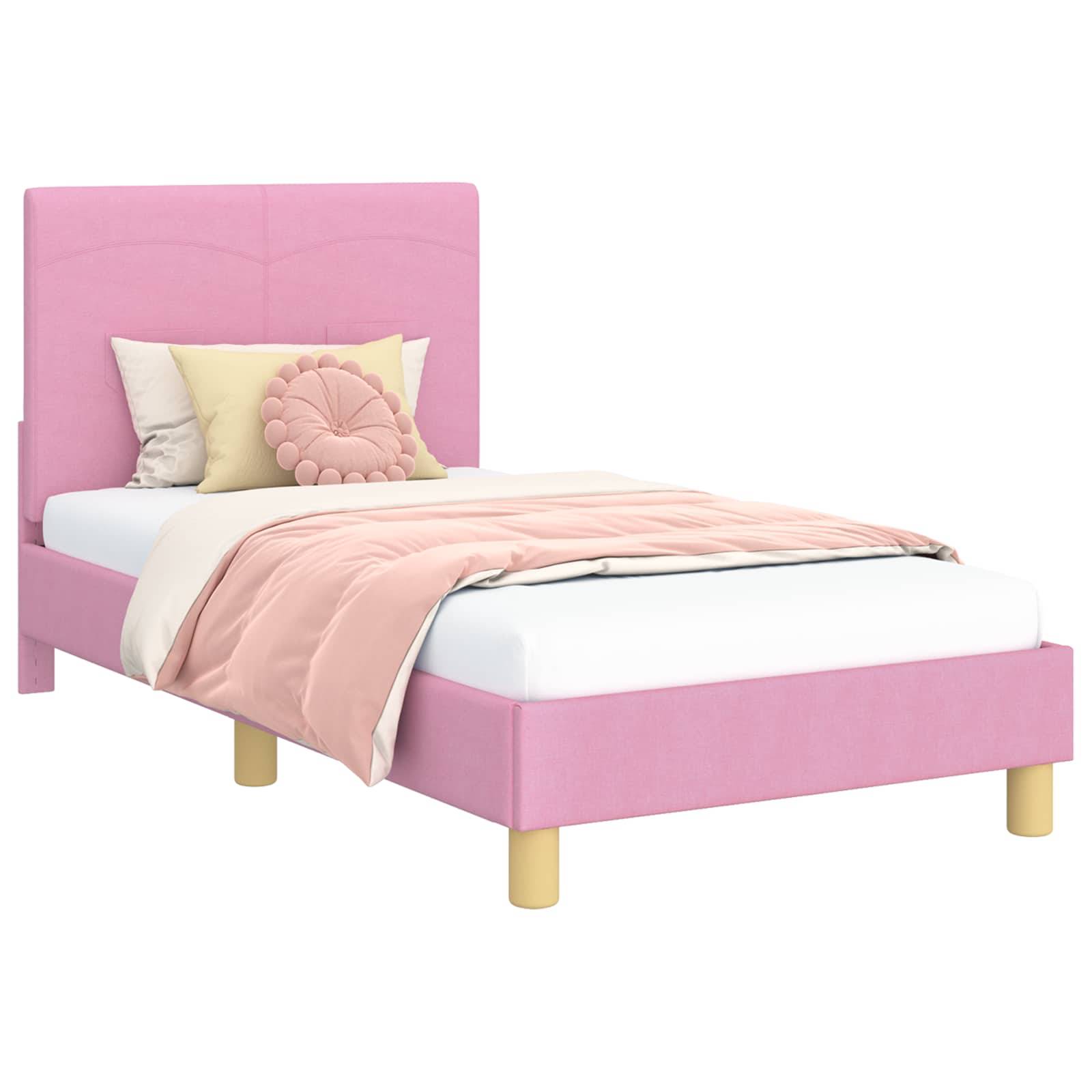 vidaXL Kinderbettgestell mit Kopfteil Rosa 80 x 160 cm Stoff
