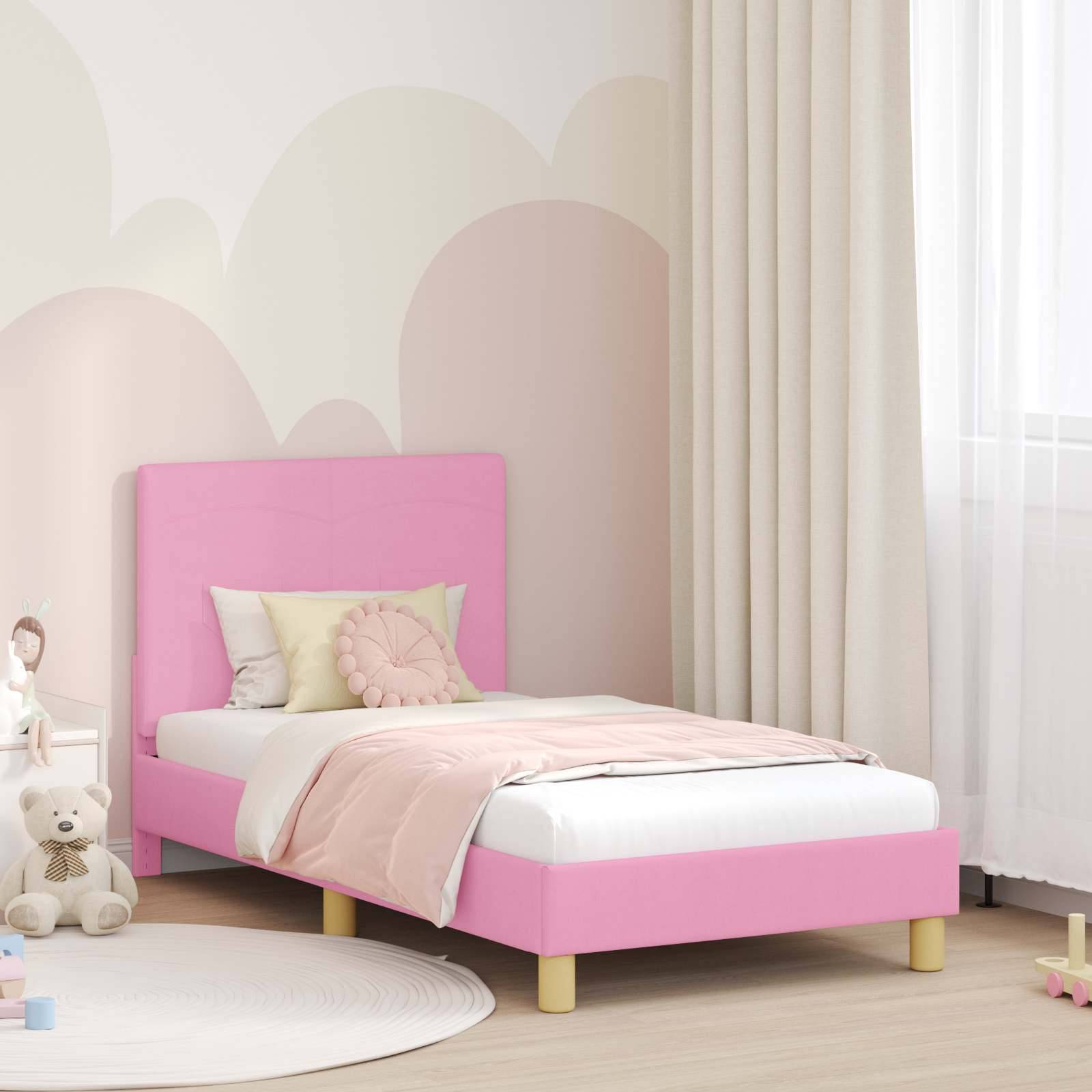 vidaXL Kinderbettgestell mit Kopfteil Rosa 80 x 160 cm Stoff