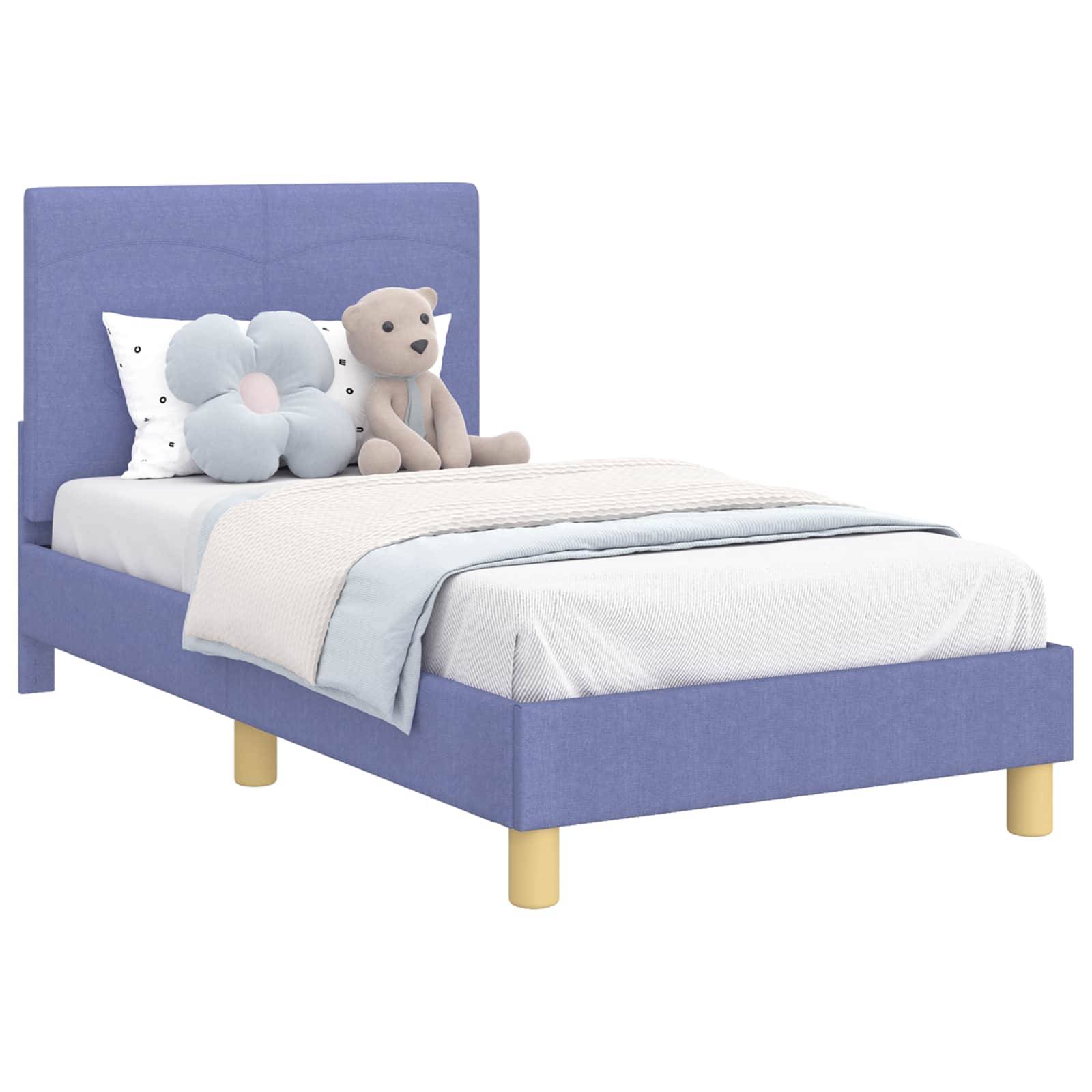 vidaXL Kinderbettgestell mit Kopfteil Jeans blau 80 x 160 cm Stoff