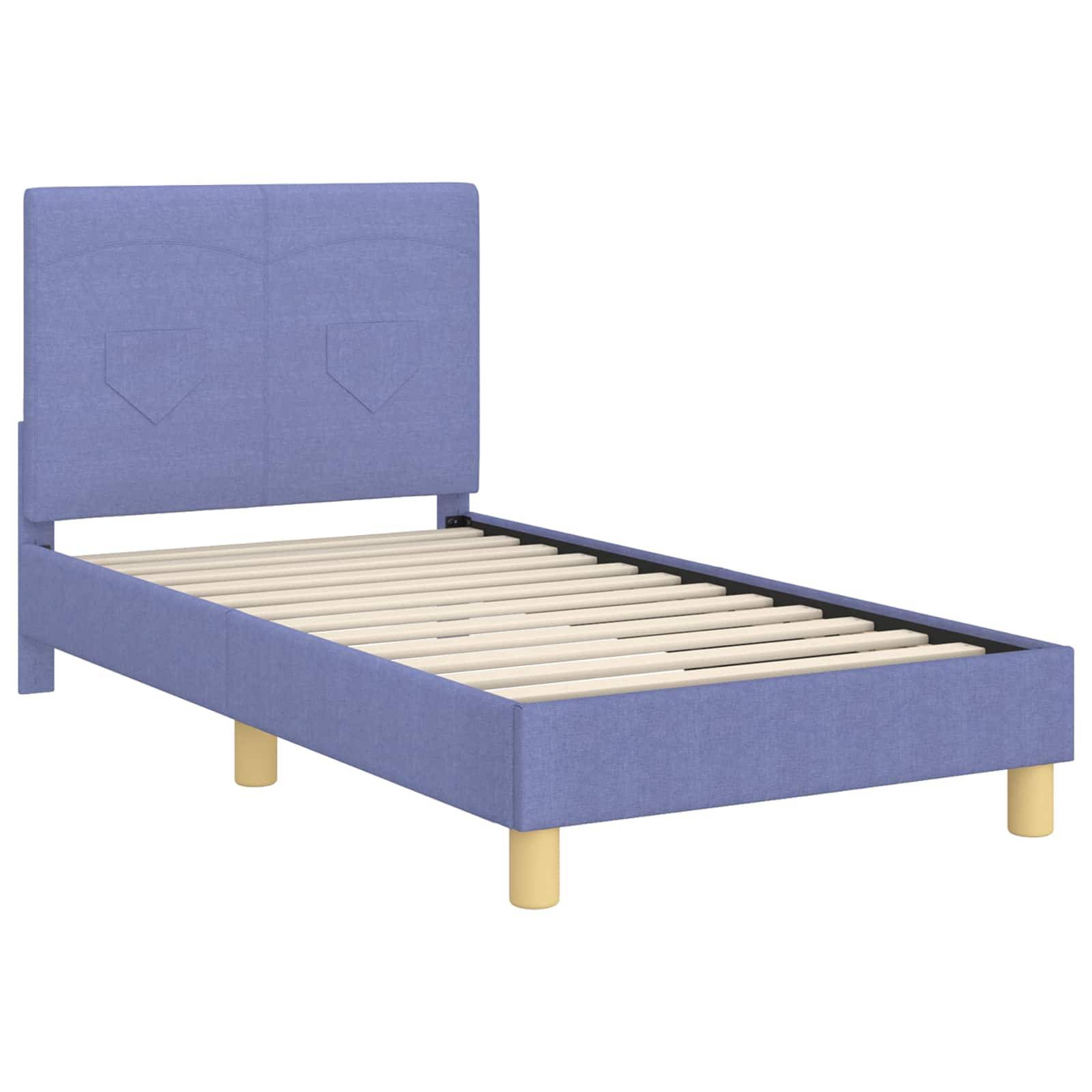 vidaXL Kinderbettgestell mit Kopfteil Jeans blau 80 x 160 cm Stoff