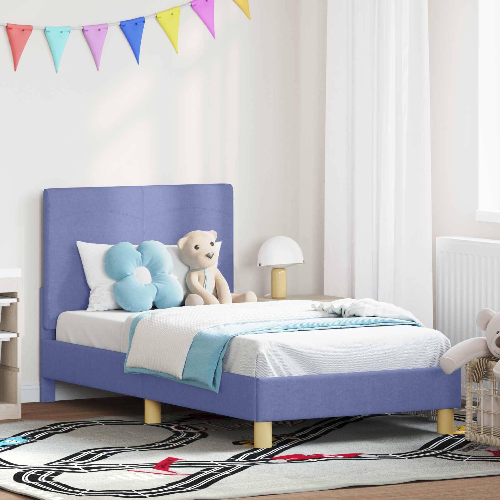 vidaXL Kinderbettgestell mit Kopfteil Jeans blau 80 x 160 cm Stoff