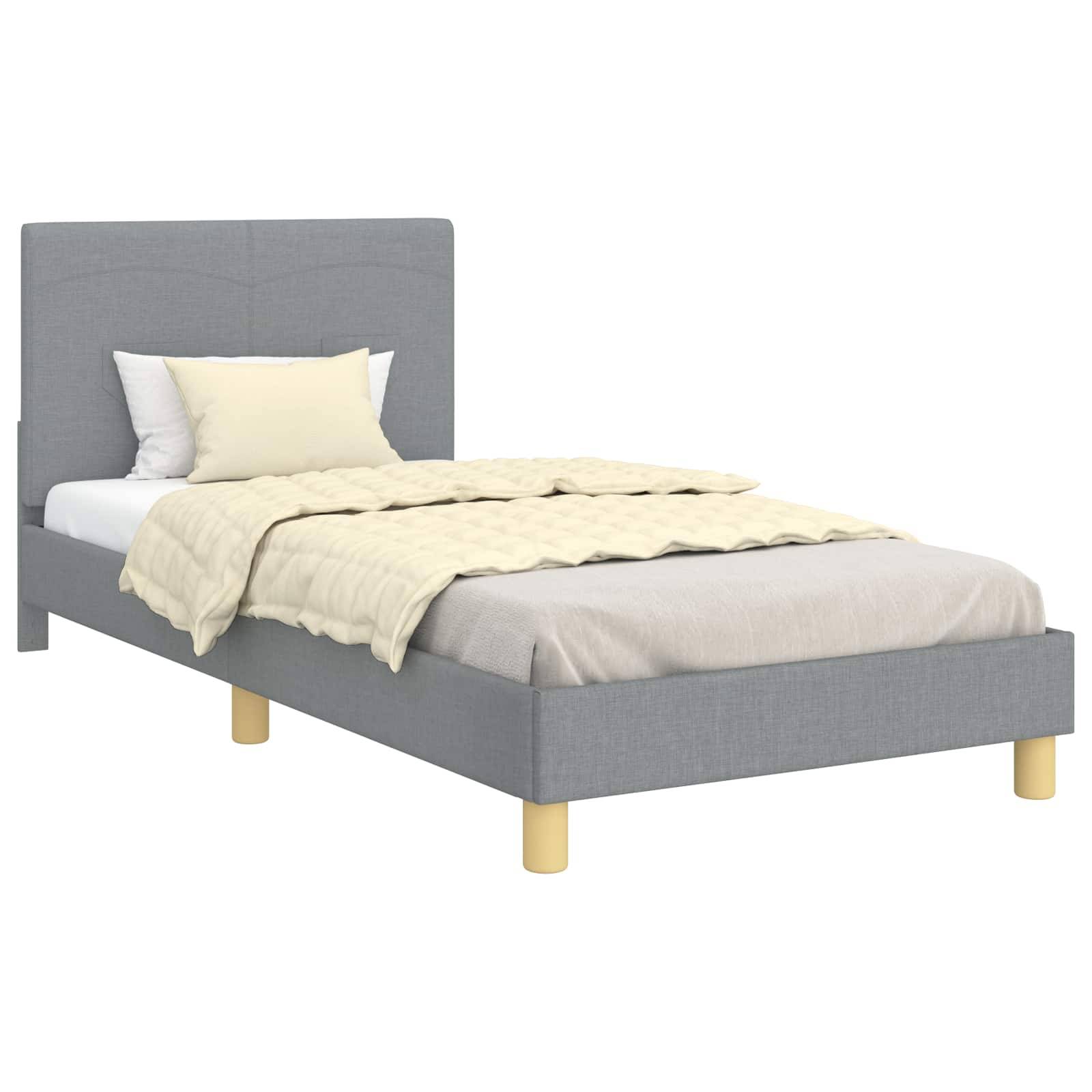 vidaXL Kinderbettgestell mit Kopfteil Hellgrau 80 x 200 cm Stoff