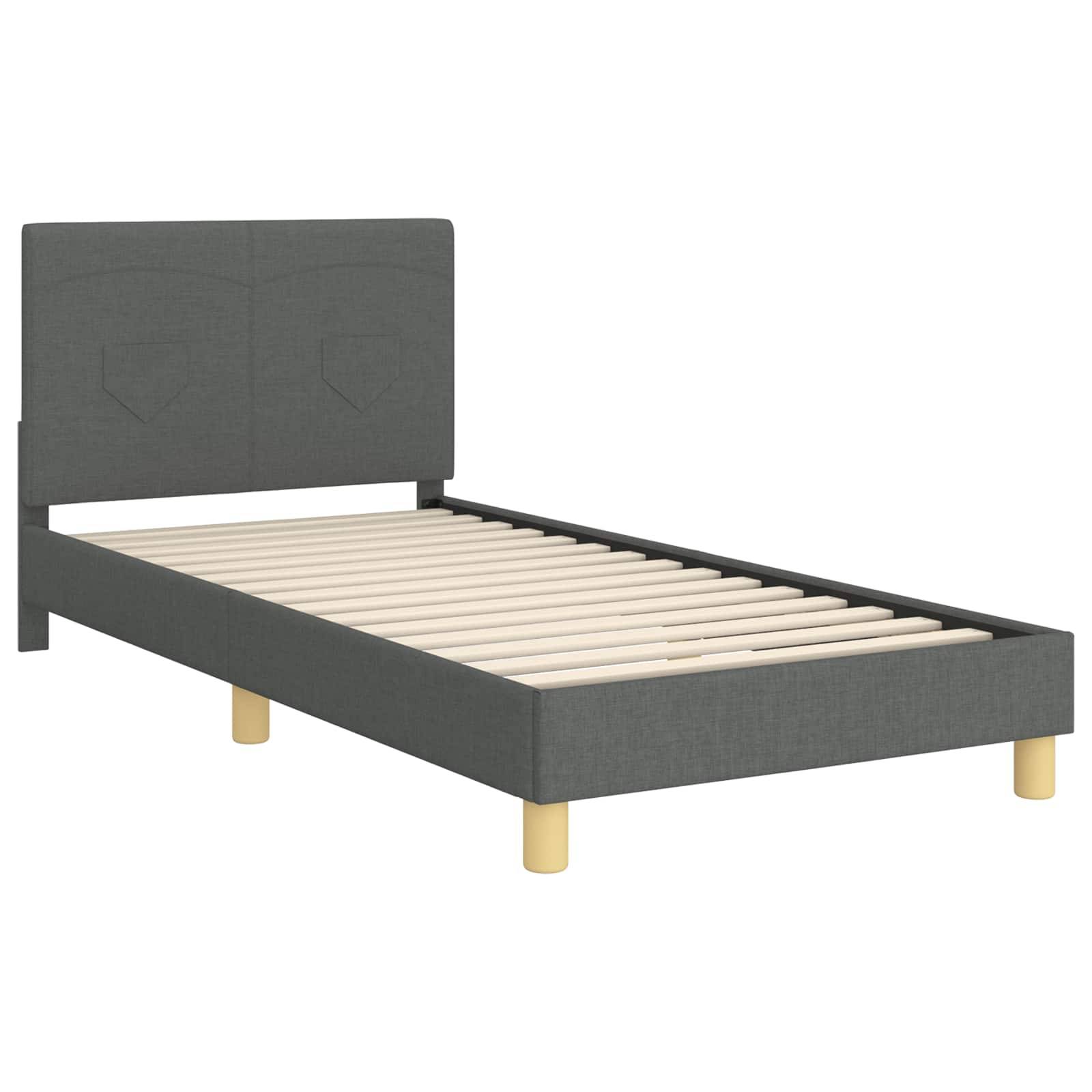 vidaXL Kinderbettgestell mit Kopfteil Dunkelgrau 90 x 200 cm Stoff