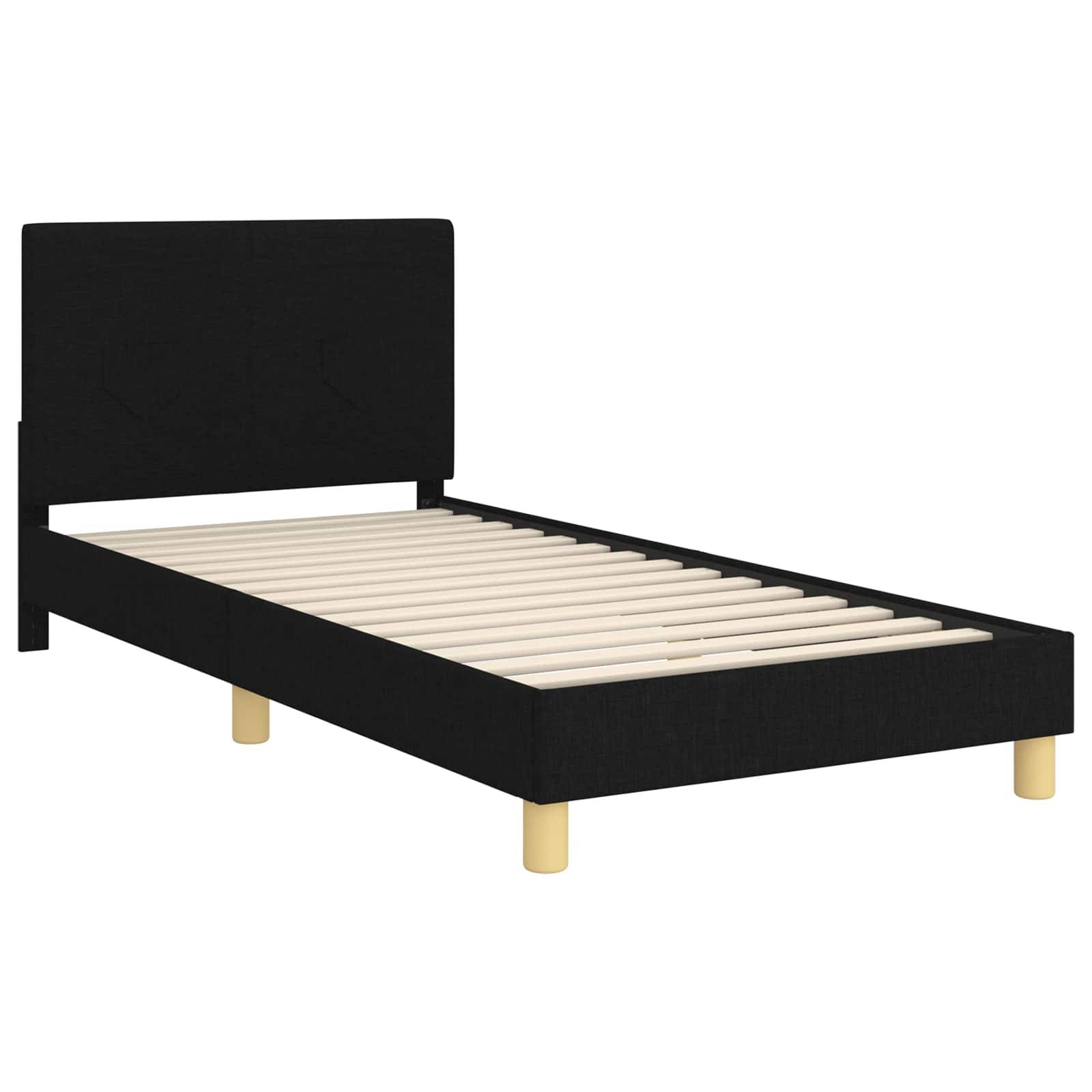 vidaXL Kinderbettgestell mit Kopfteil Schwarz 90 x 190 cm Stoff