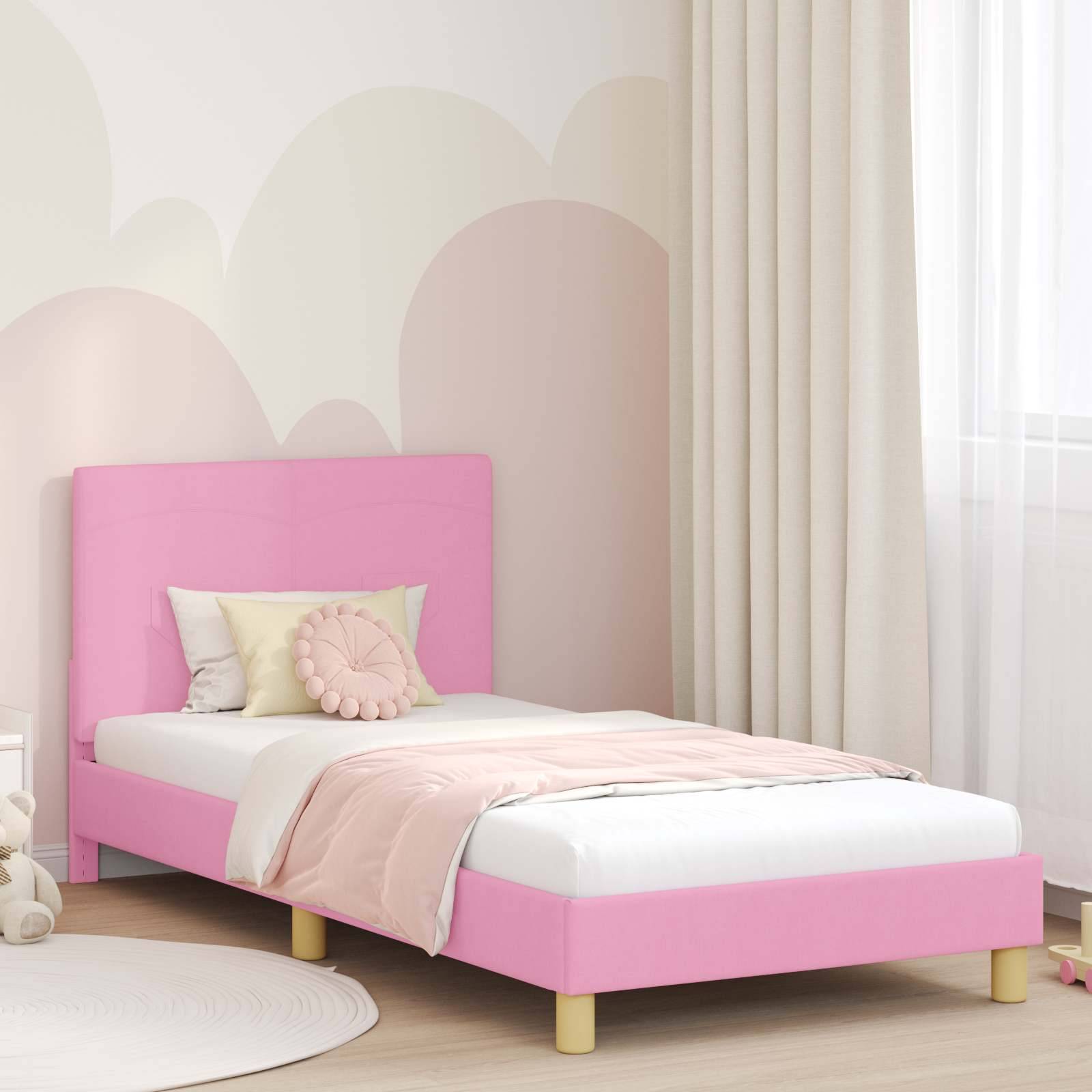 vidaXL Kinderbettgestell mit Kopfteil Rosa 80 x 200 cm Stoff