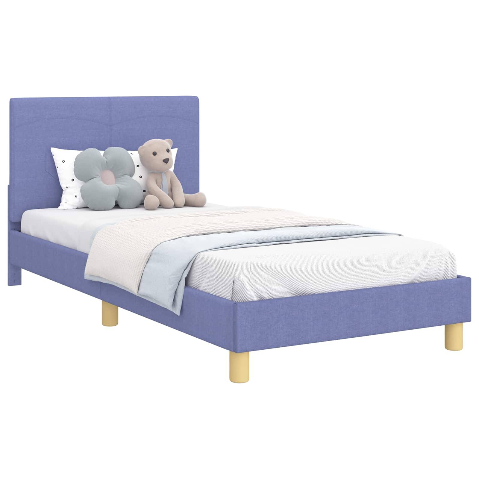 vidaXL Kinderbettgestell mit Kopfteil Jeans blau 90 x 190 cm Stoff