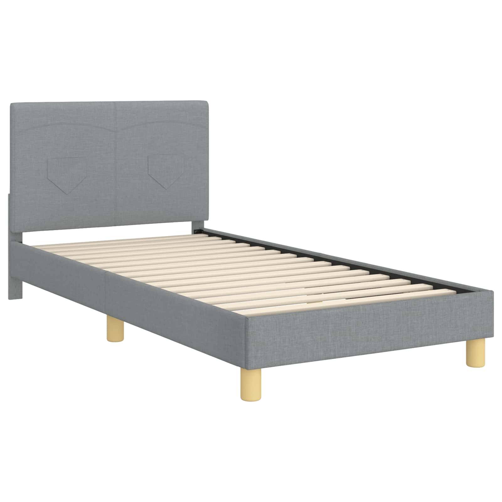 vidaXL Kinderbettgestell mit Kopfteil Hellgrau 90 x 190 cm Stoff