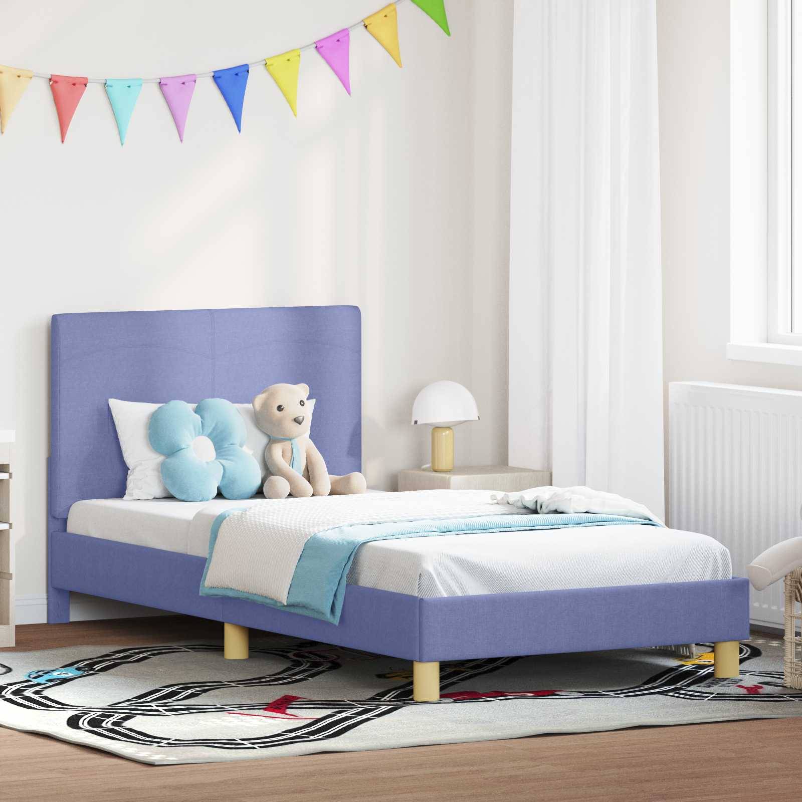 vidaXL Kinderbettgestell mit Kopfteil Jeans blau 90 x 200 cm Stoff