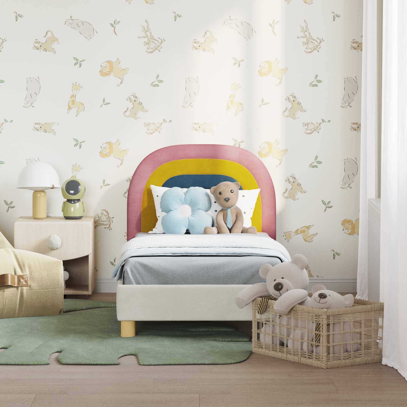 vidaXL Kinderbettgestell mit Kopfteil Creme 70 x 140 cm Samt