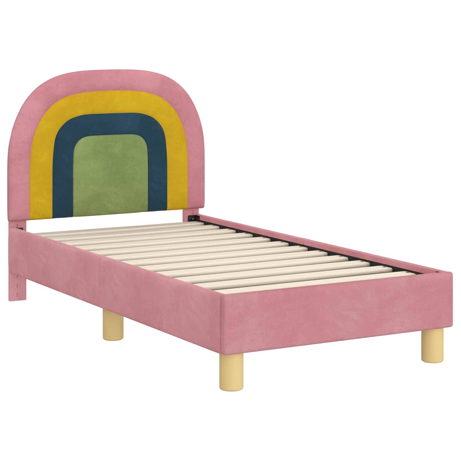 vidaXL Kinderbettgestell mit Kopfteil Rosa 70 x 140 cm Samt