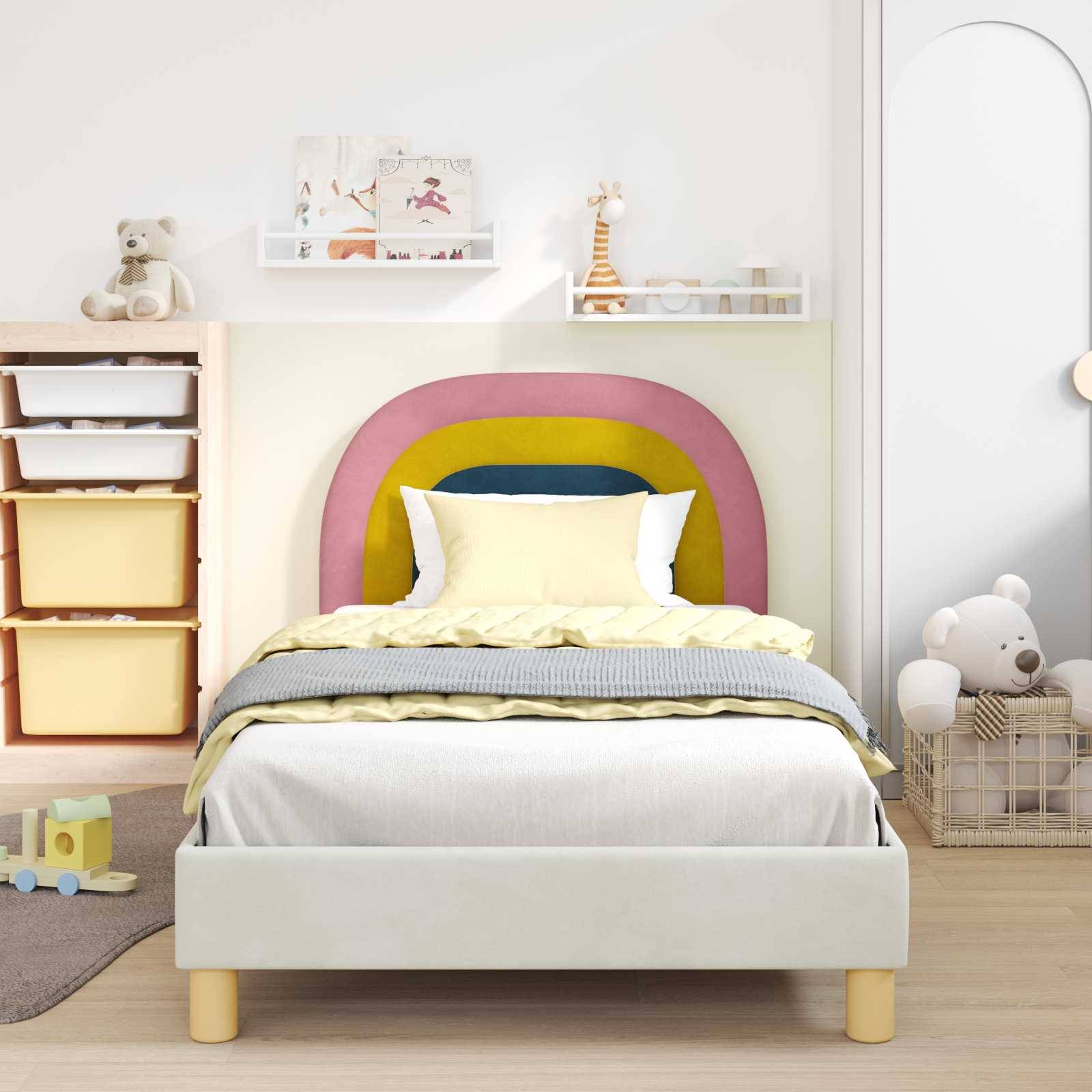vidaXL Kinderbettgestell mit Kopfteil Creme 90 x 190 cm Samt