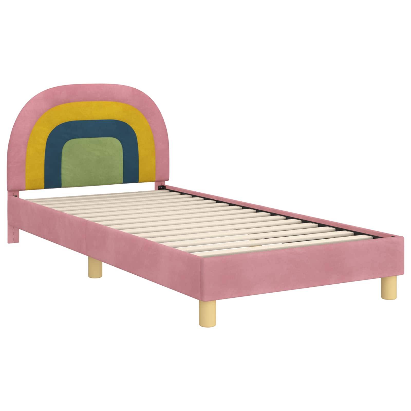 vidaXL Kinderbettgestell mit Kopfteil Rosa 80 x 200 cm Samt
