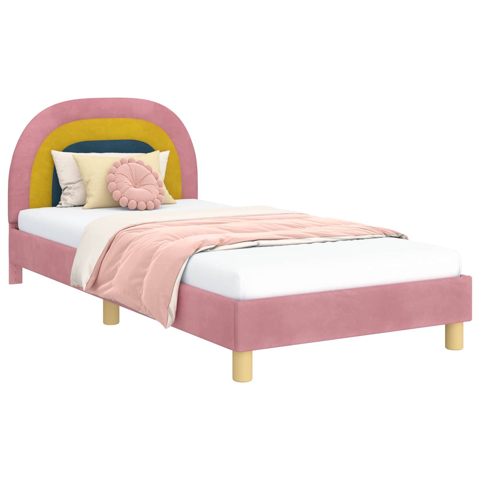 vidaXL Kinderbettgestell mit Kopfteil Rosa 80 x 200 cm Samt