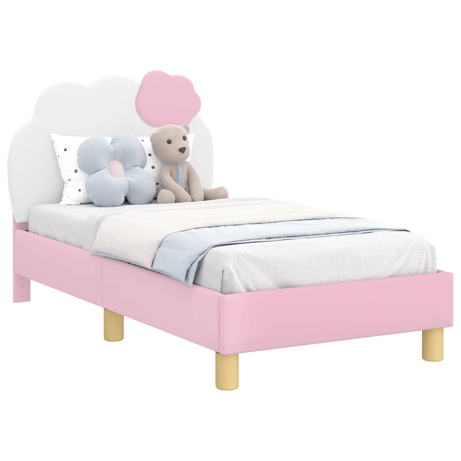 vidaXL Kinderbettgestell mit Kopfteil Rosa 70 x 140 cm PU