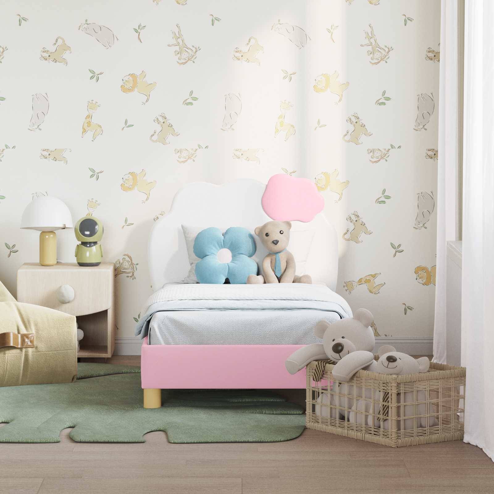 vidaXL Kinderbettgestell mit Kopfteil Rosa 70 x 140 cm PU