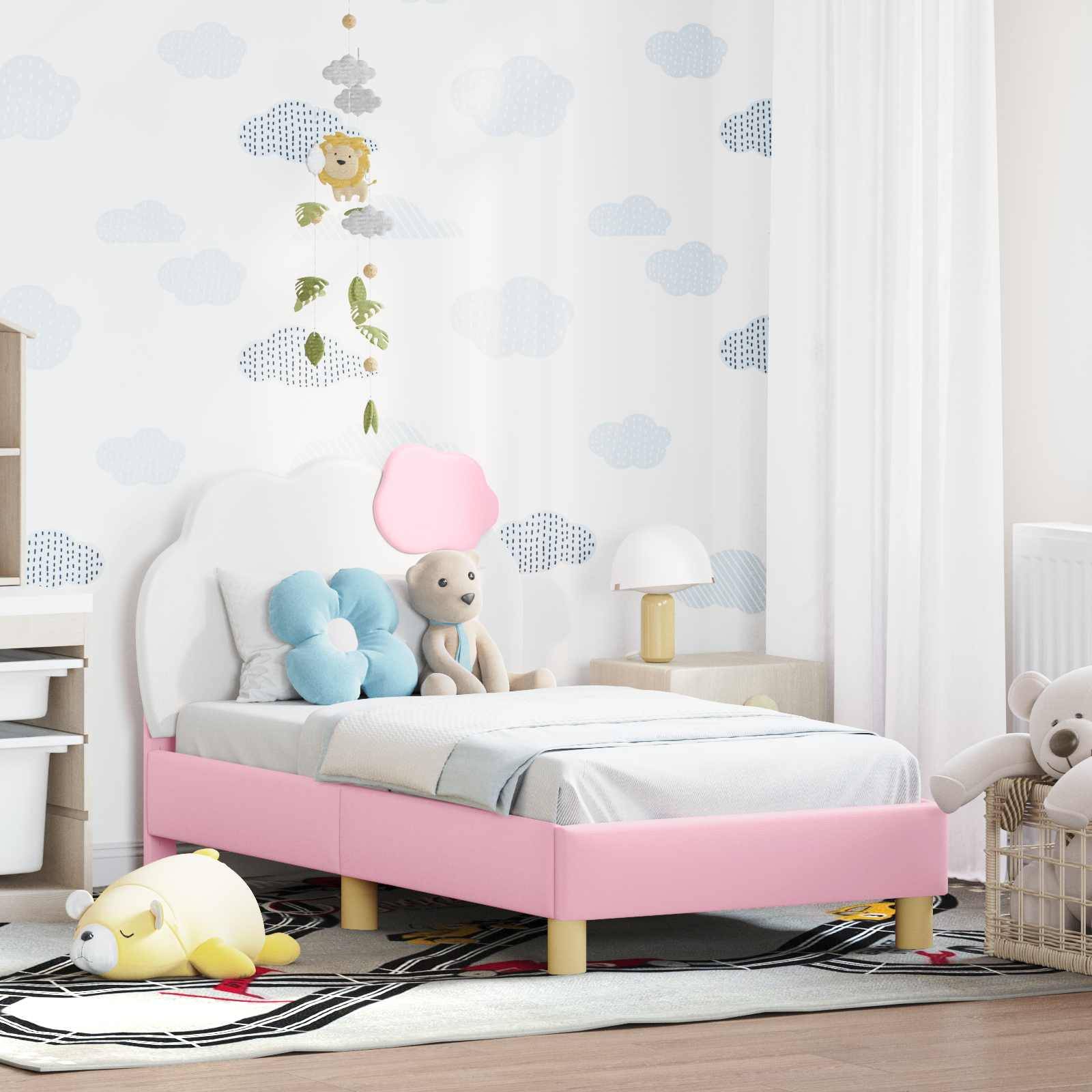 vidaXL Kinderbettgestell mit Kopfteil Rosa 70 x 140 cm PU