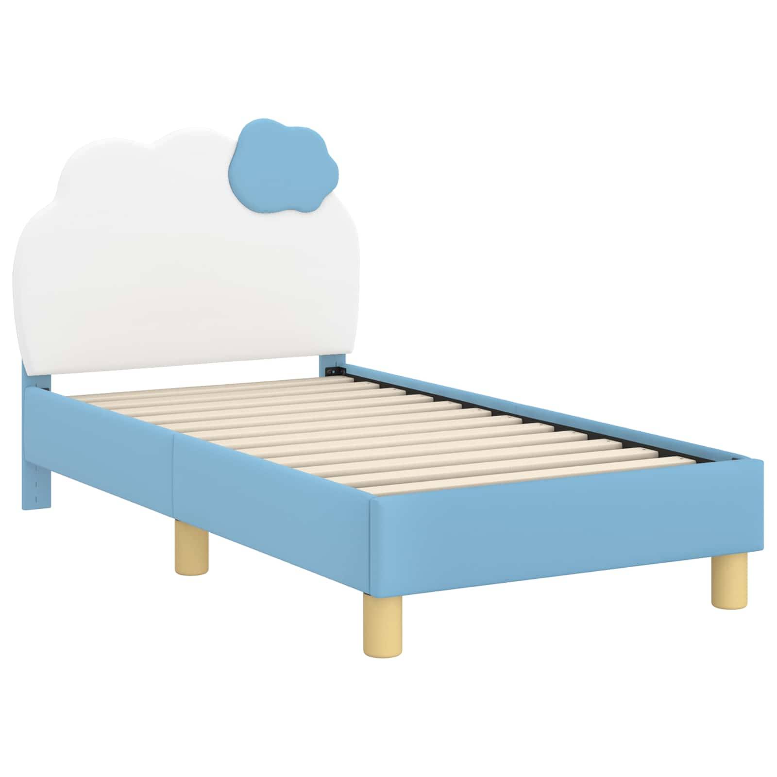 vidaXL Kinderbettgestell mit Kopfteil Blau 70 x 140 cm PU