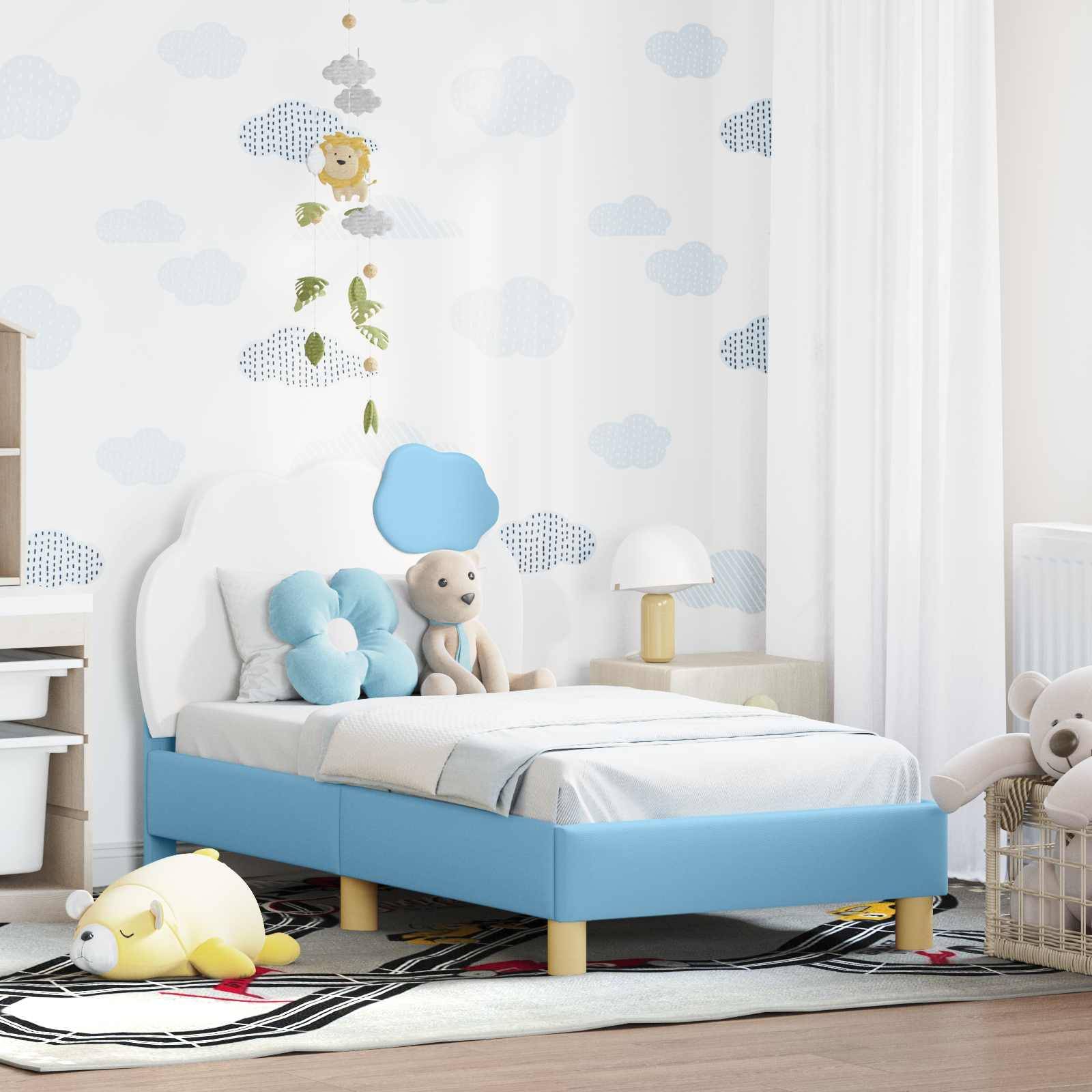 vidaXL Kinderbettgestell mit Kopfteil Blau 70 x 140 cm PU