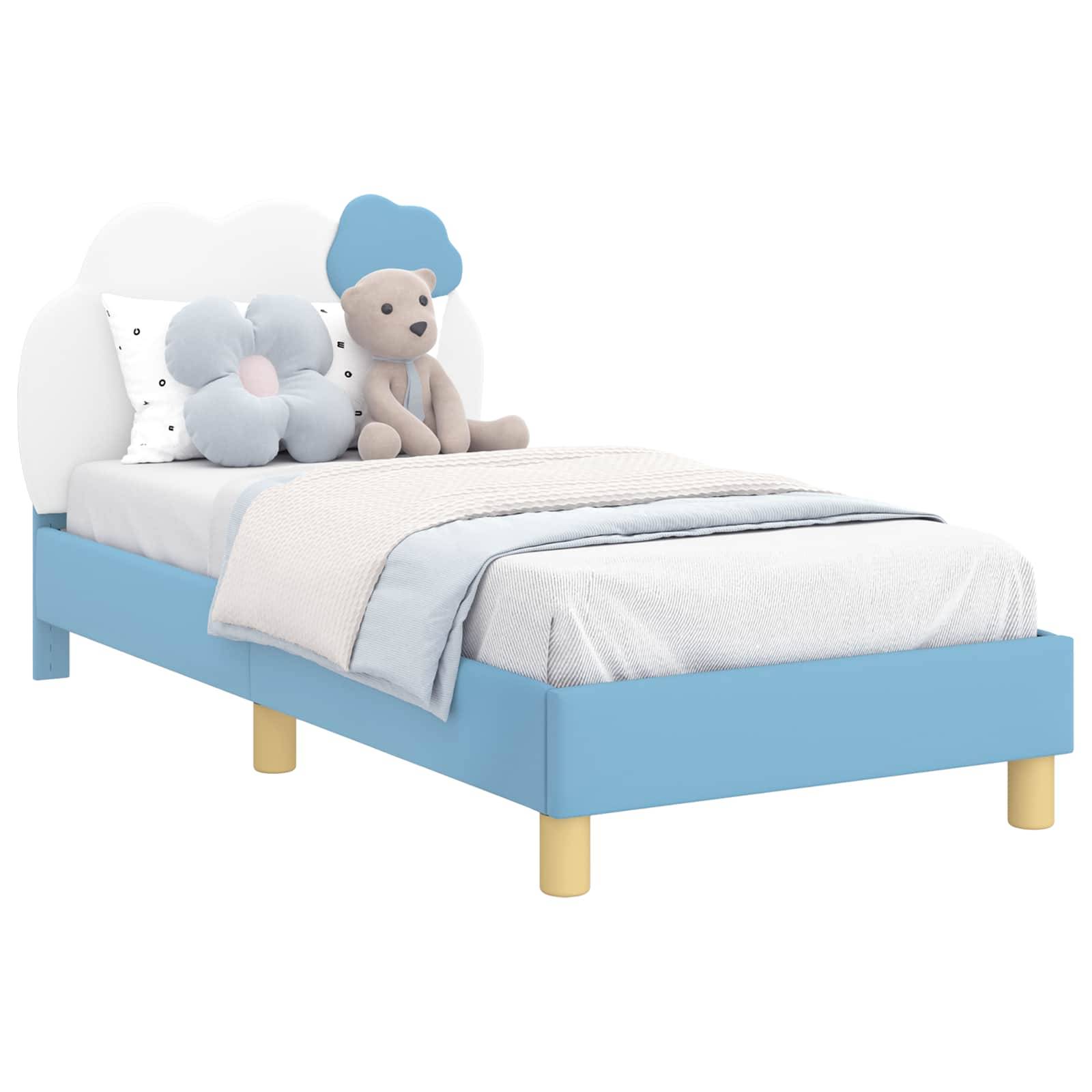 vidaXL Kinderbettgestell mit Kopfteil Blau 80 x 160 cm PU