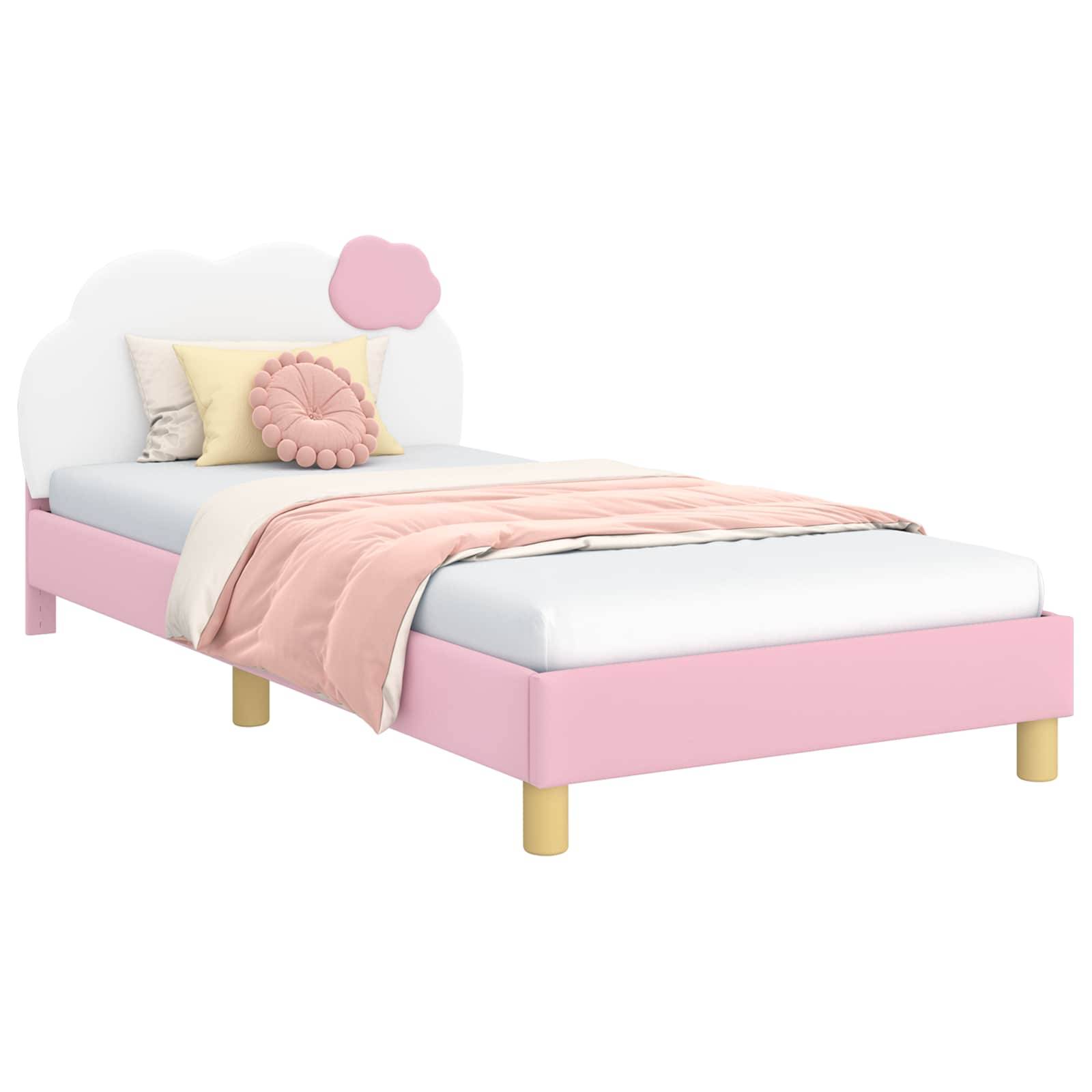 vidaXL Kinderbettgestell mit Kopfteil Rosa 80 x 200 cm PU