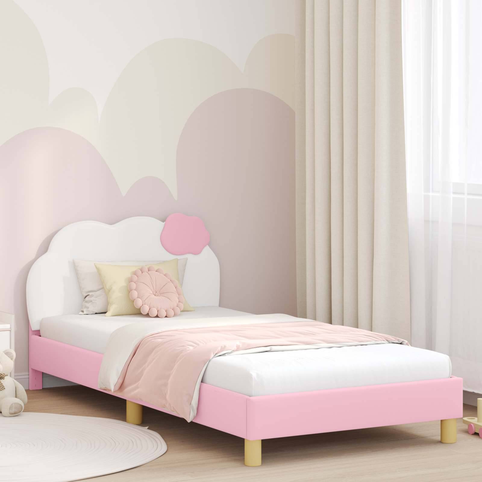 vidaXL Kinderbettgestell mit Kopfteil Rosa 90 x 200 cm PU