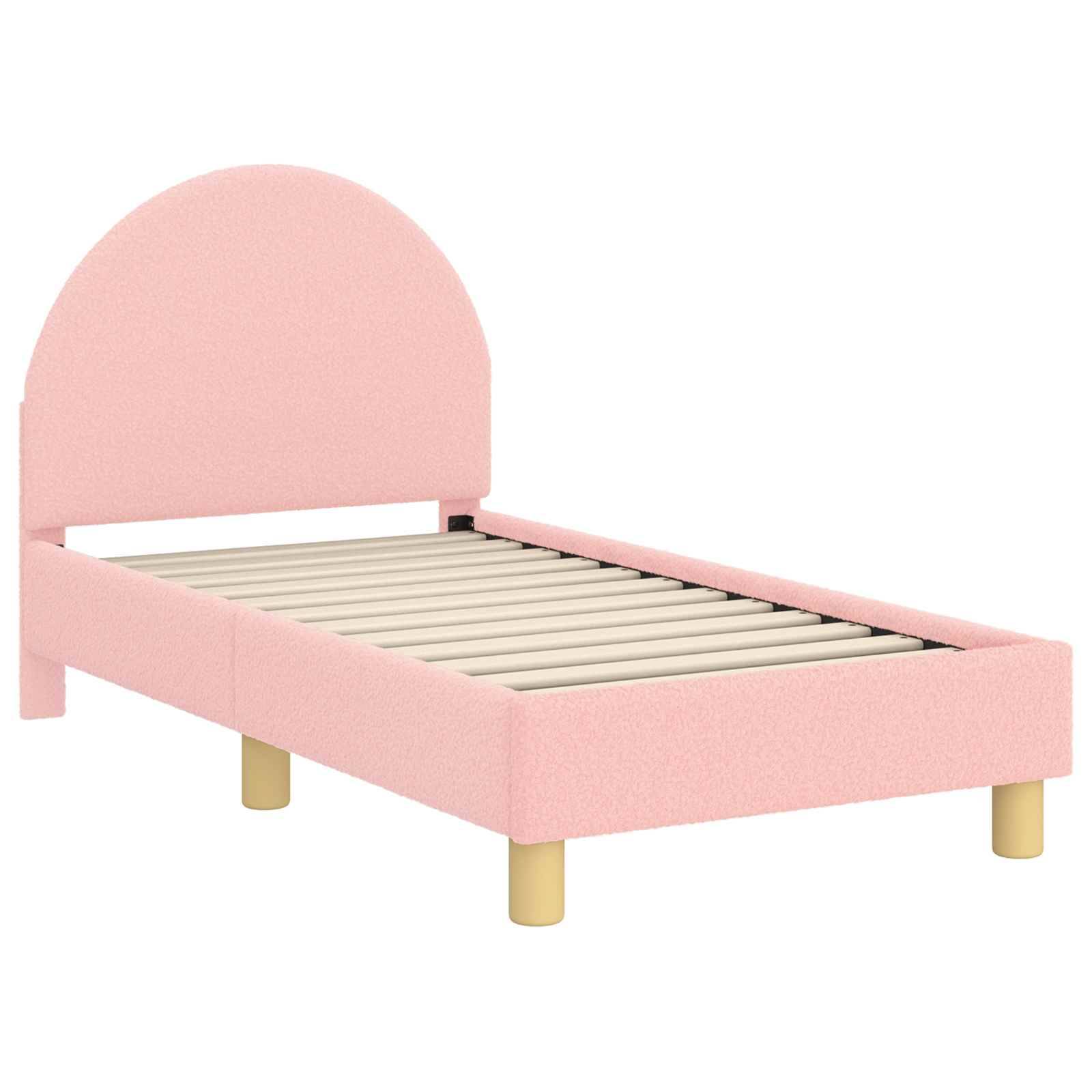vidaXL Kinderbettgestell mit Kopfteil Rosa 70 x 140 cm Bouclé