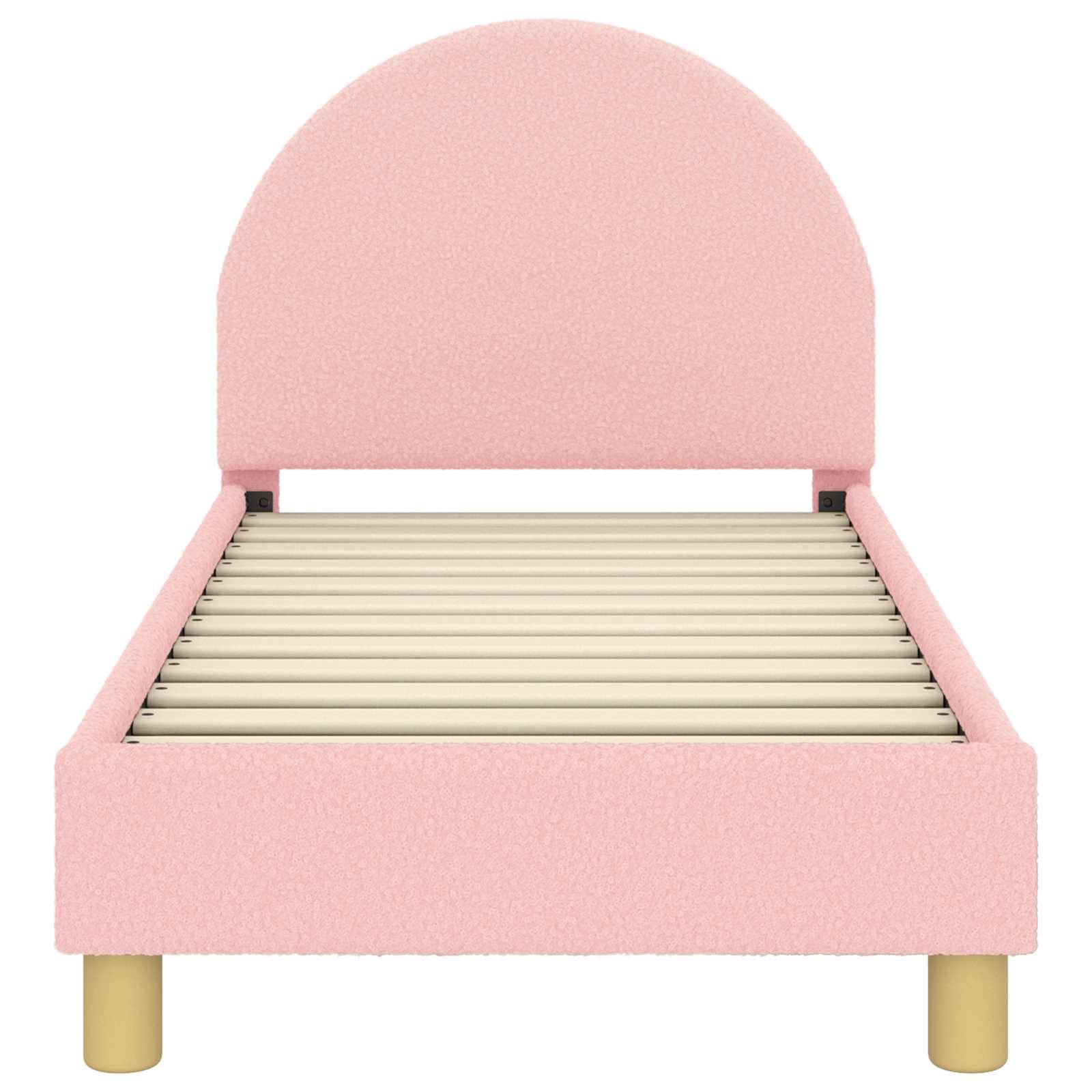 vidaXL Kinderbettgestell mit Kopfteil Rosa 70 x 140 cm Bouclé