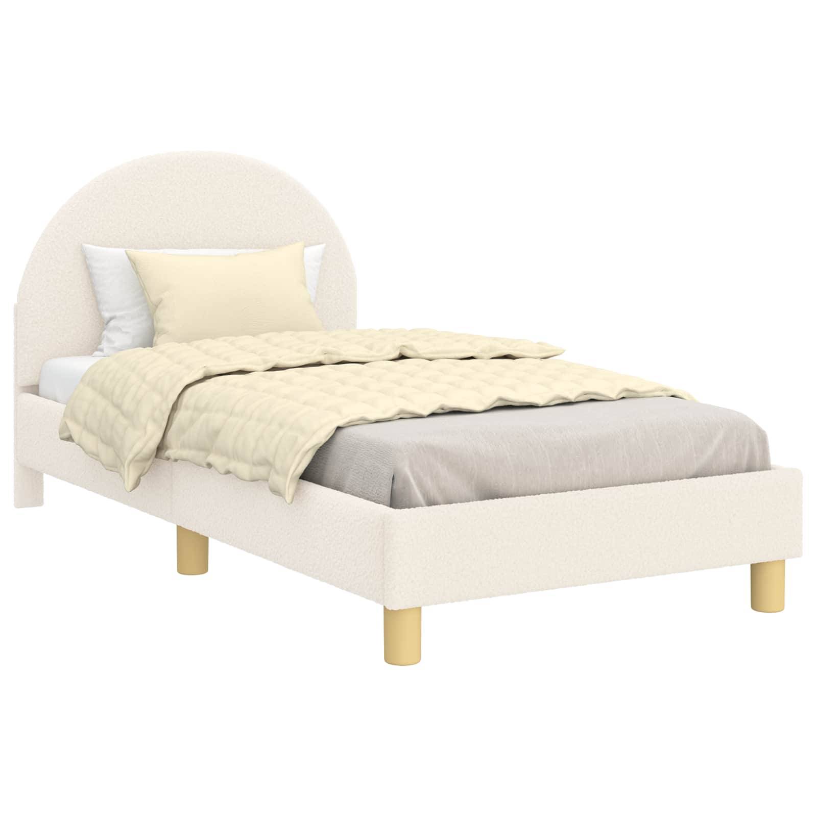 vidaXL Kinderbettgestell mit Kopfteil Creme 80 x 160 cm Schafstoff