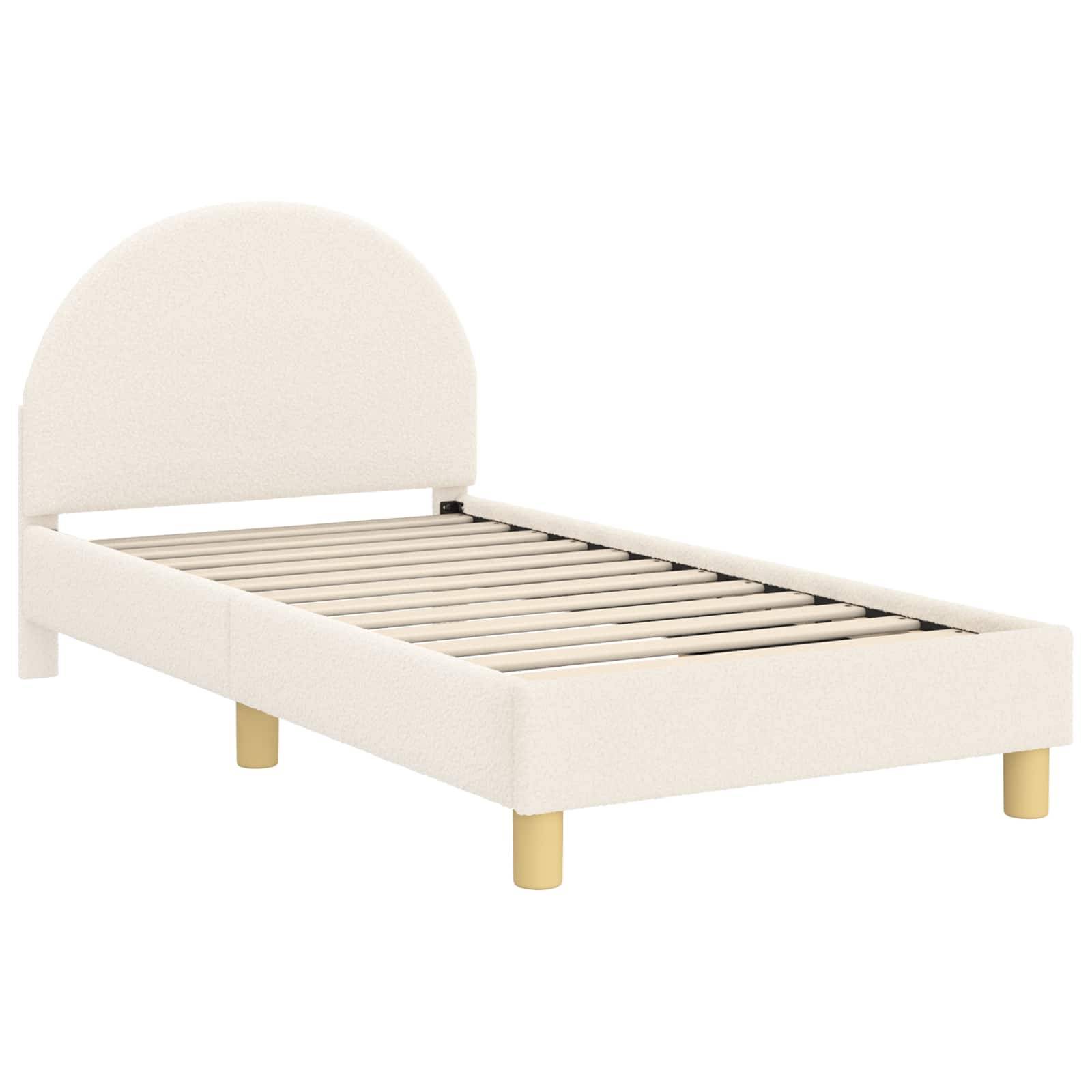 vidaXL Kinderbettgestell mit Kopfteil Creme 80 x 160 cm Schafstoff
