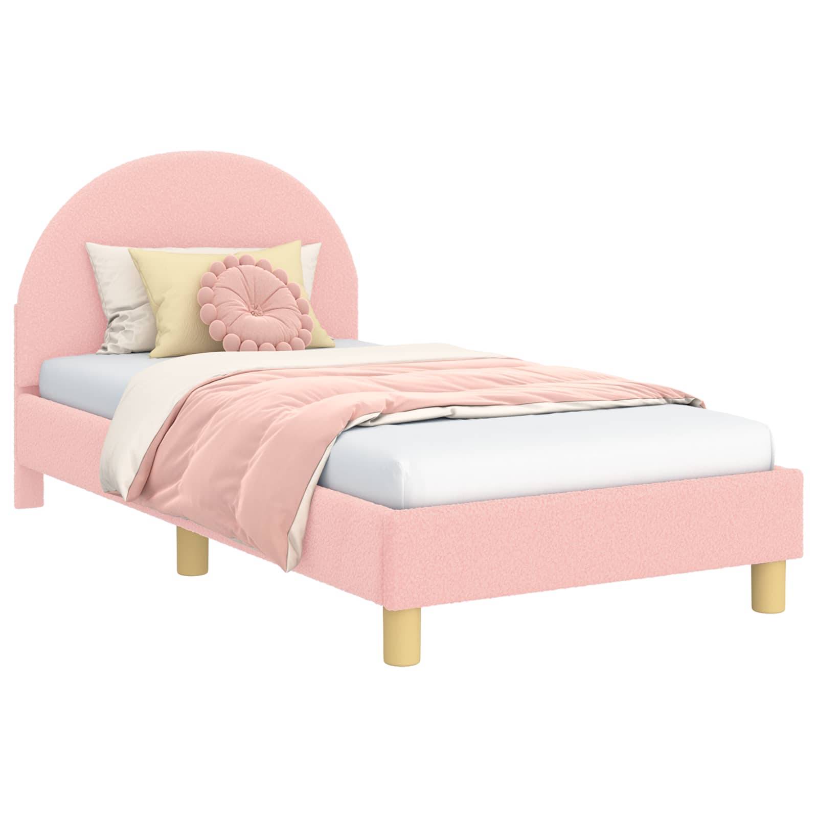 vidaXL Kinderbettgestell mit Kopfteil Rosa 80 x 160 cm Schafstoff