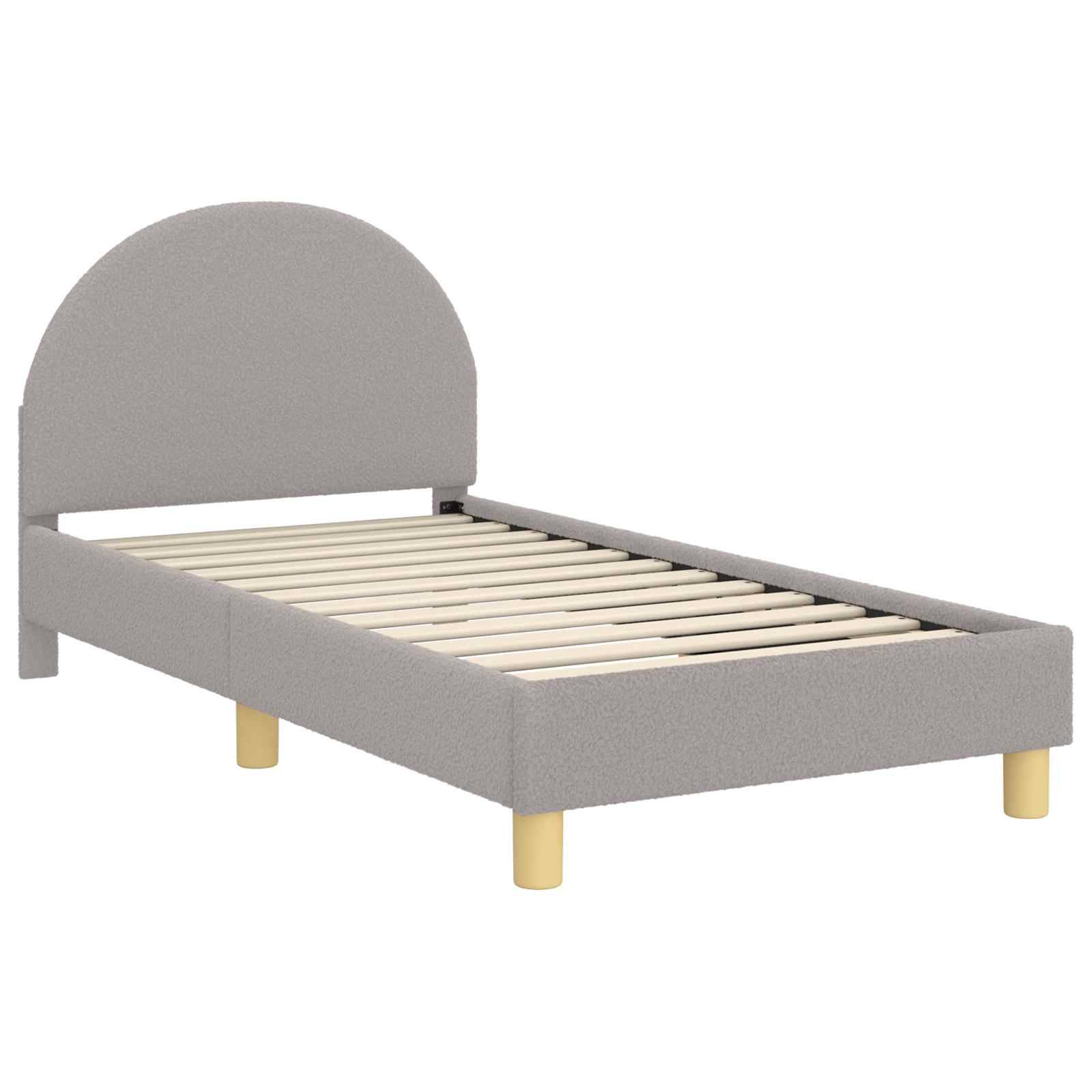 vidaXL Kinderbettgestell mit Kopfteil Hellgrau 80 x 160 cm Schafstoff