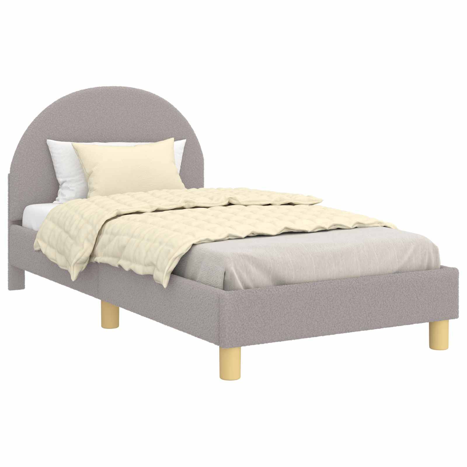 vidaXL Kinderbettgestell mit Kopfteil Hellgrau 80 x 160 cm Schafstoff