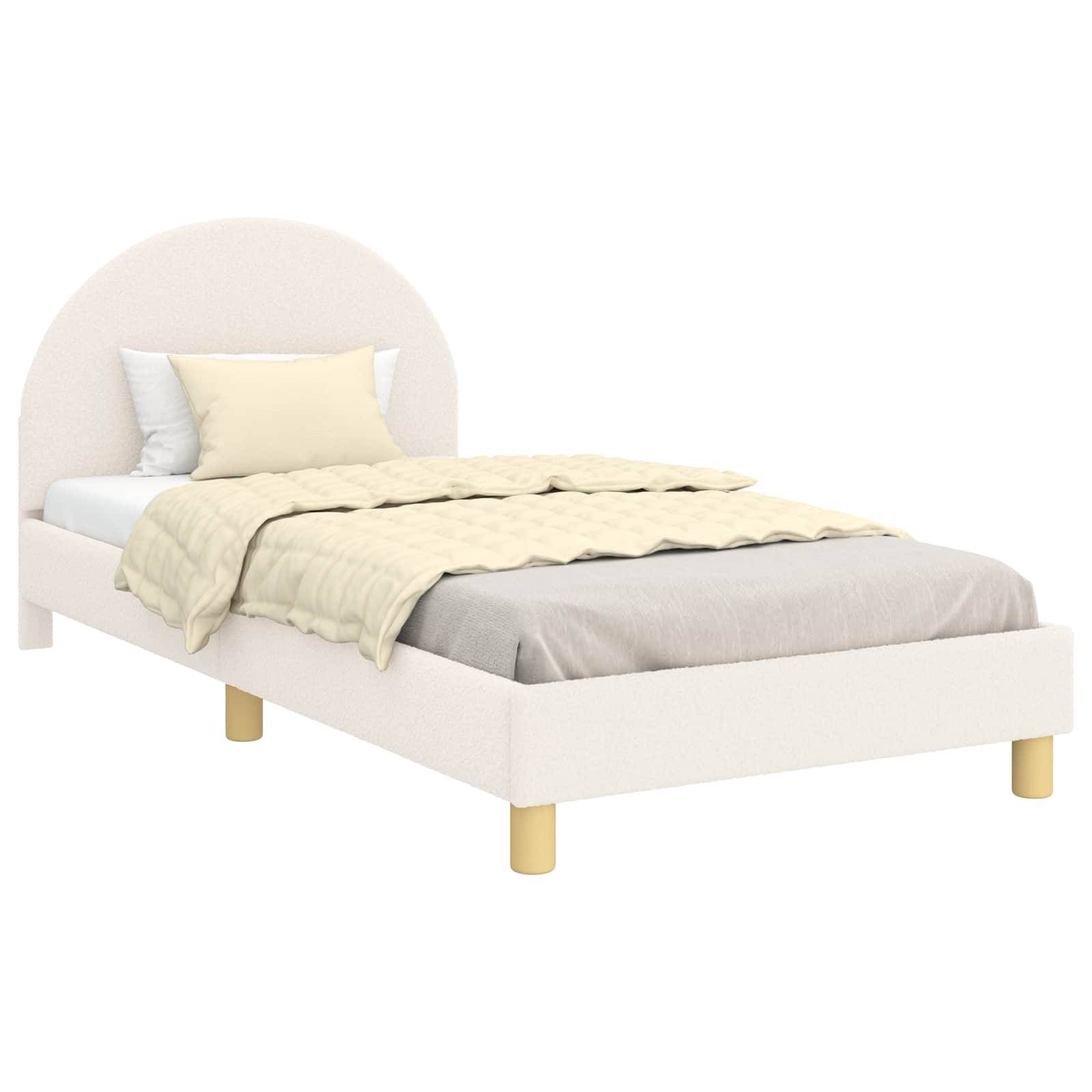 vidaXL Kinderbettgestell mit Kopfteil Creme 80 x 200 cm Bouclé