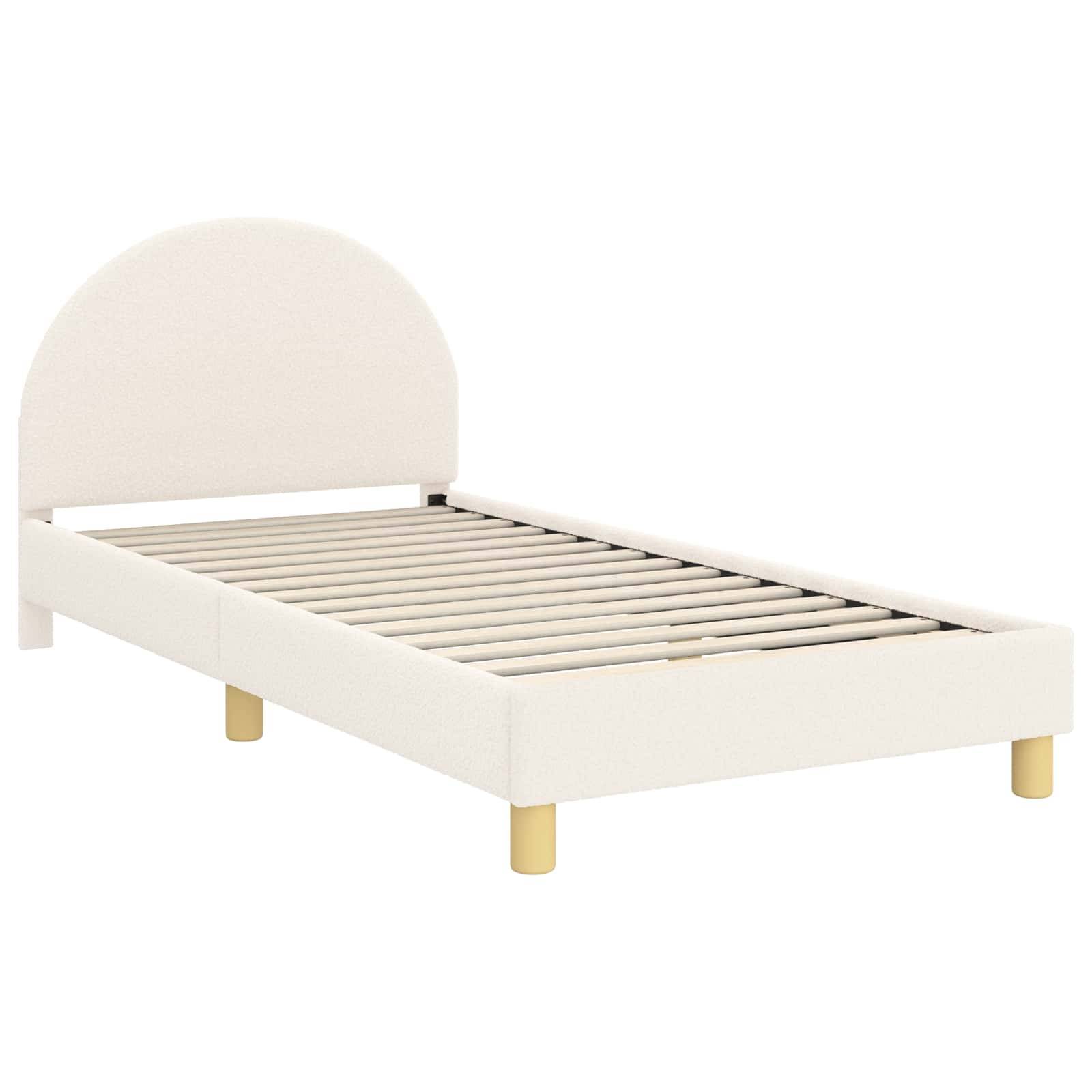 vidaXL Kinderbettgestell mit Kopfteil Creme 80 x 200 cm Bouclé