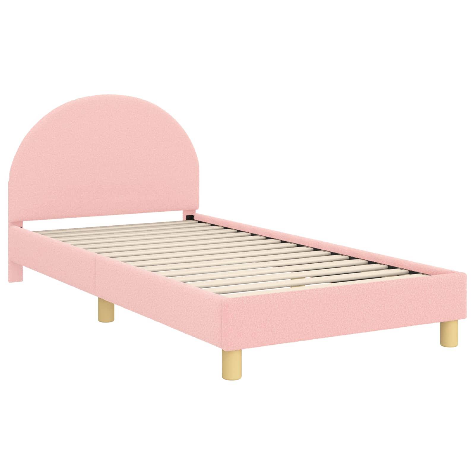 vidaXL Kinderbettgestell mit Kopfteil Rosa 80 x 200 cm Bouclé