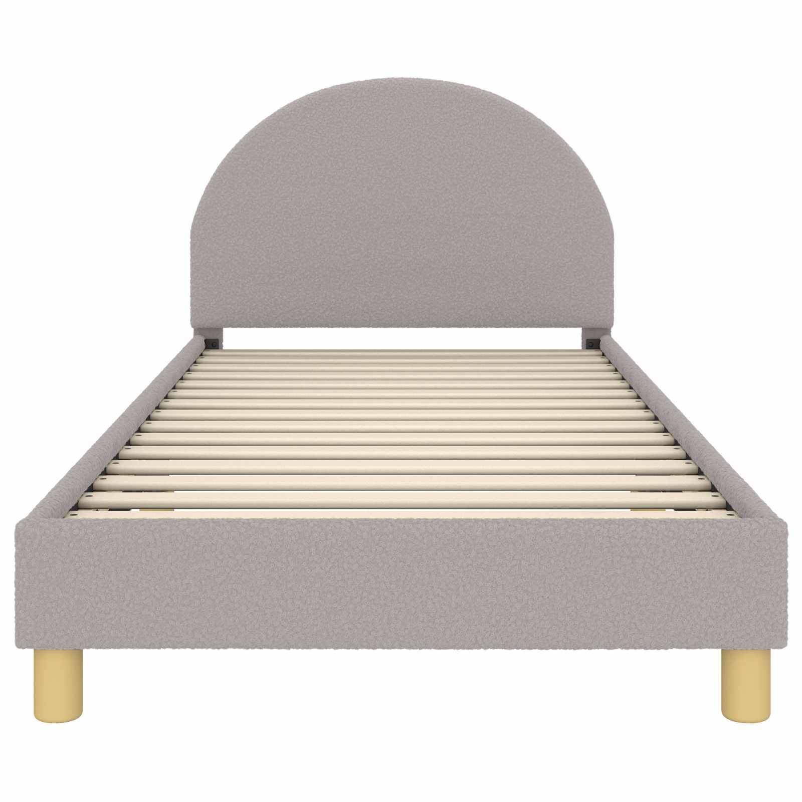 vidaXL Kinderbettgestell mit Kopfteil Hellgrau 90x190 cm Bouclé