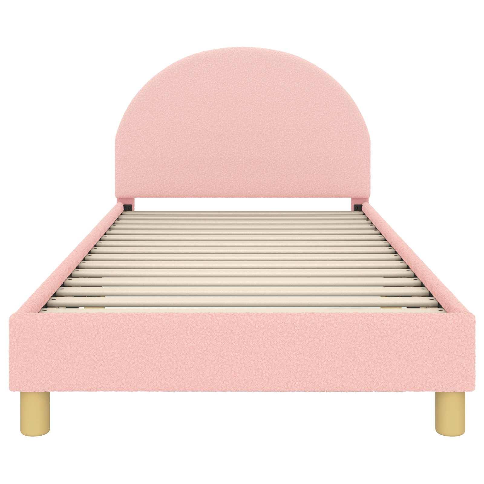vidaXL Kinderbettgestell mit Kopfteil Rosa 90 x 190 cm Bouclé