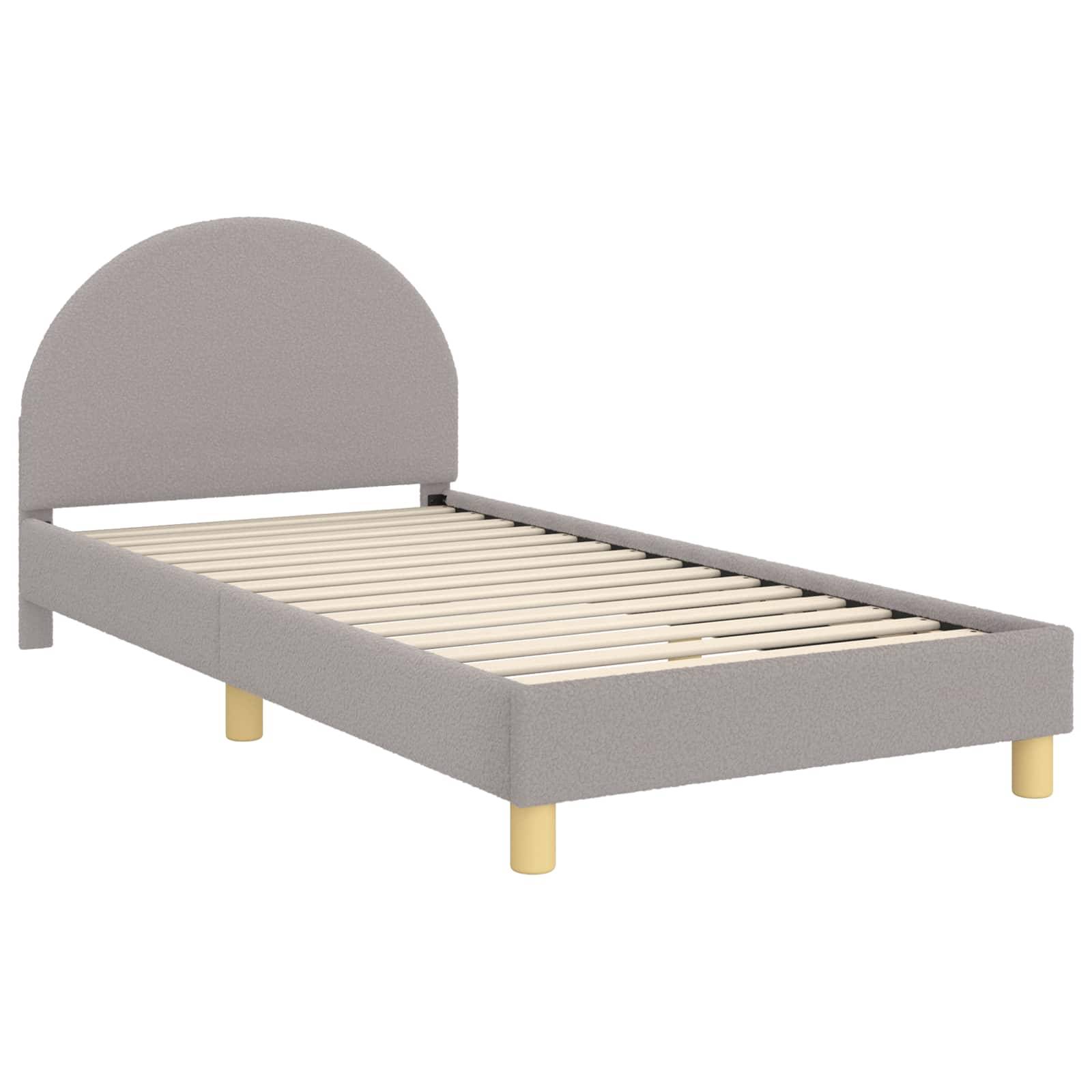 vidaXL Kinderbettgestell mit Kopfteil Hellgrau 90x190 cm Bouclé