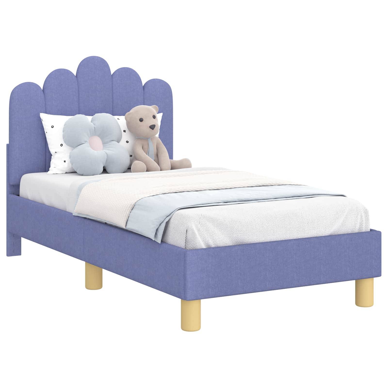 vidaXL Kinderbettgestell mit Kopfteil Jeans blau 70 x 140 cm Stoff